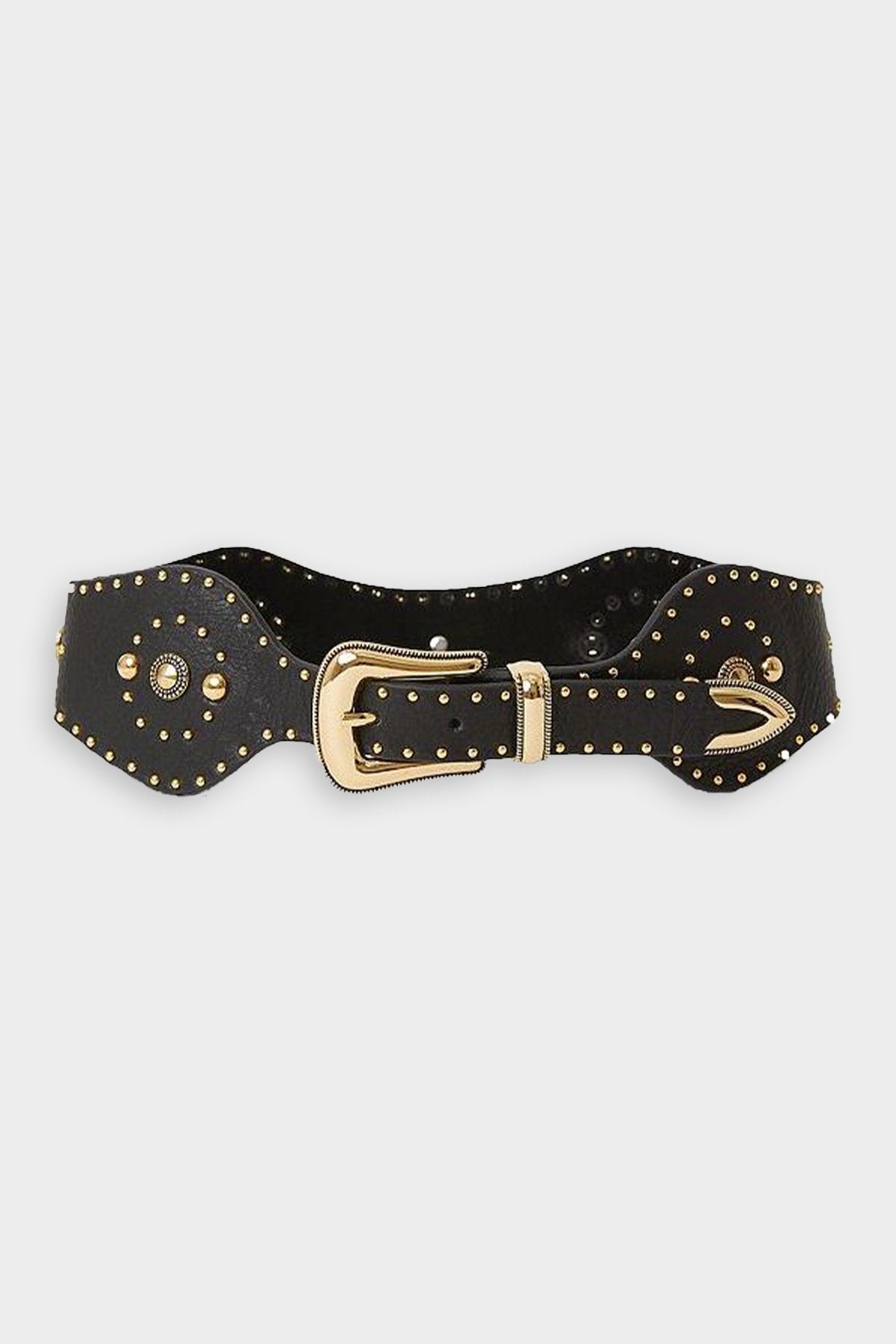 Colton Leather Belt in Black Gold - shop-olivia.com