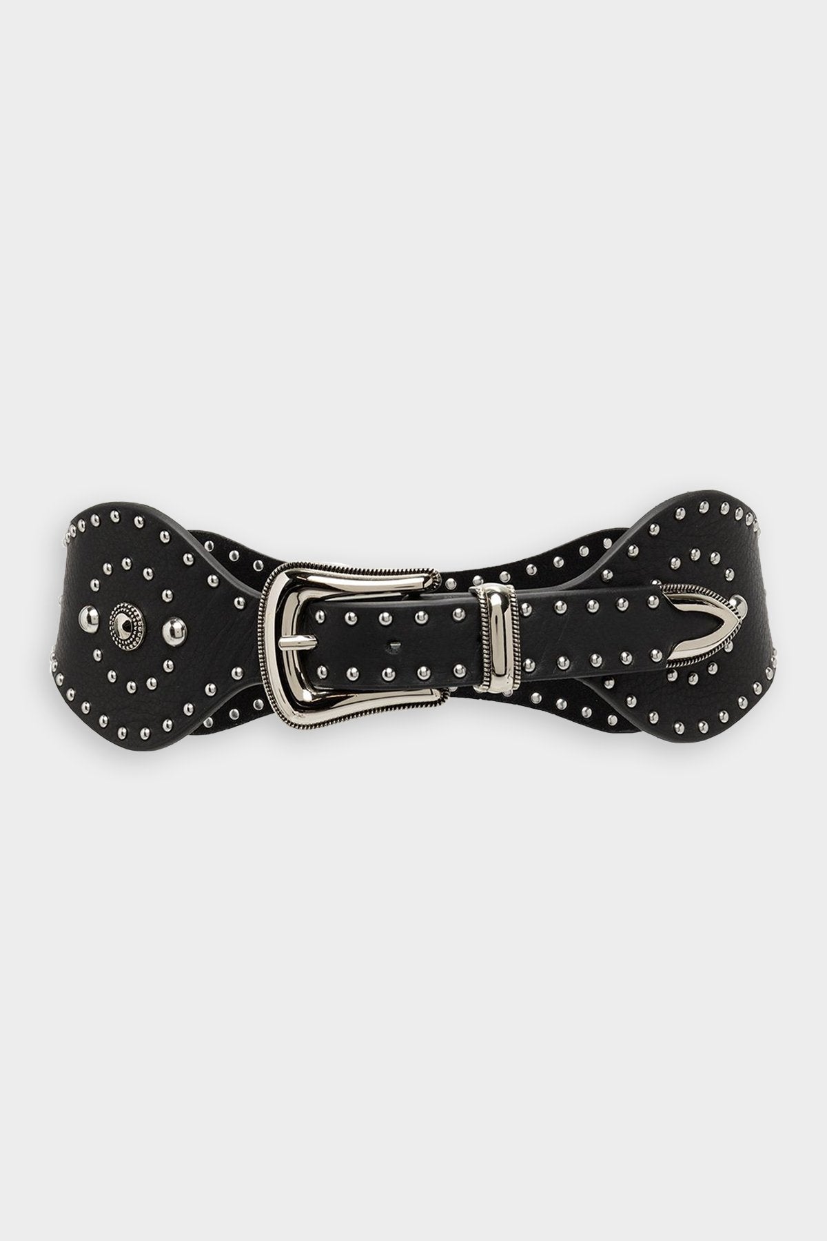 Colton Leather Belt in Black Silver - shop-olivia.com