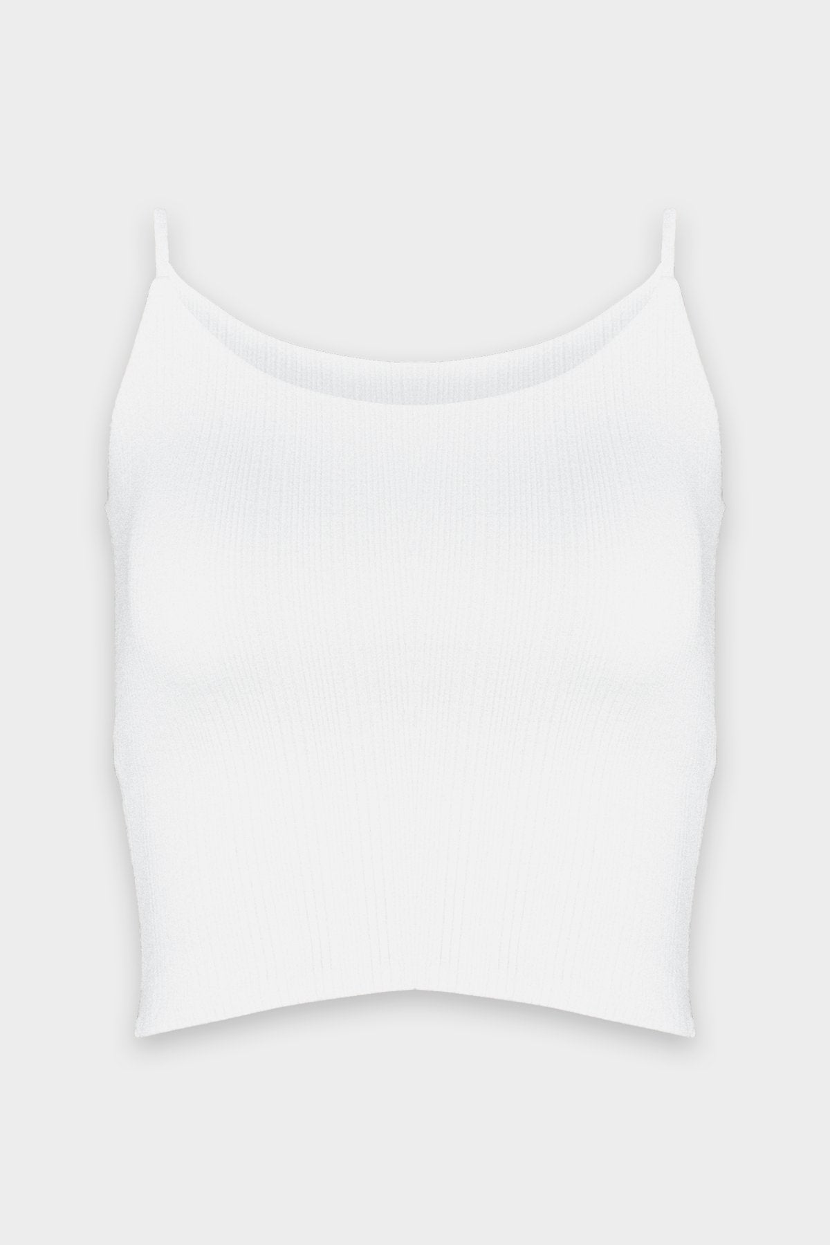 Compact Rib Strappy Cropped Tank in White - shop-olivia.com