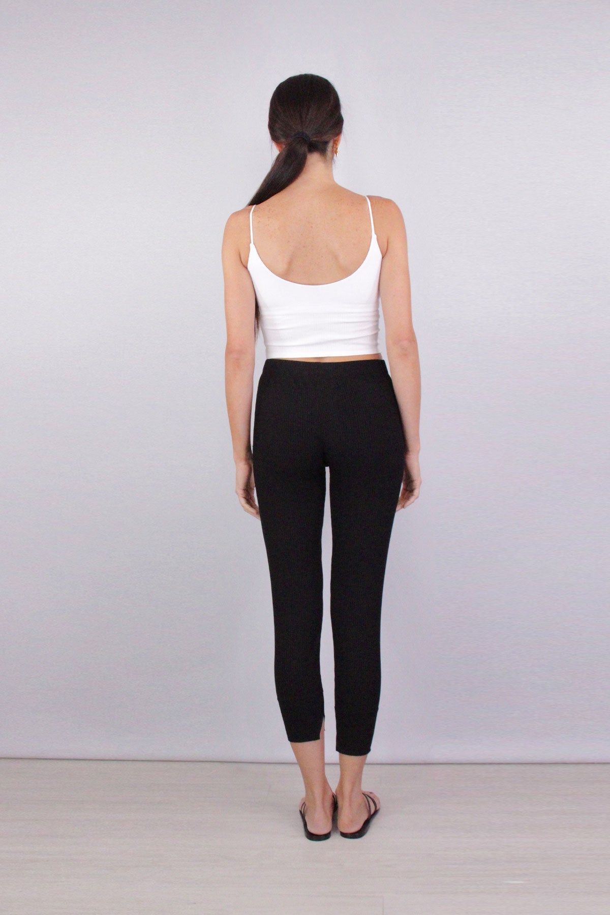 Compact Rib Strappy Cropped Tank in White - shop-olivia.com