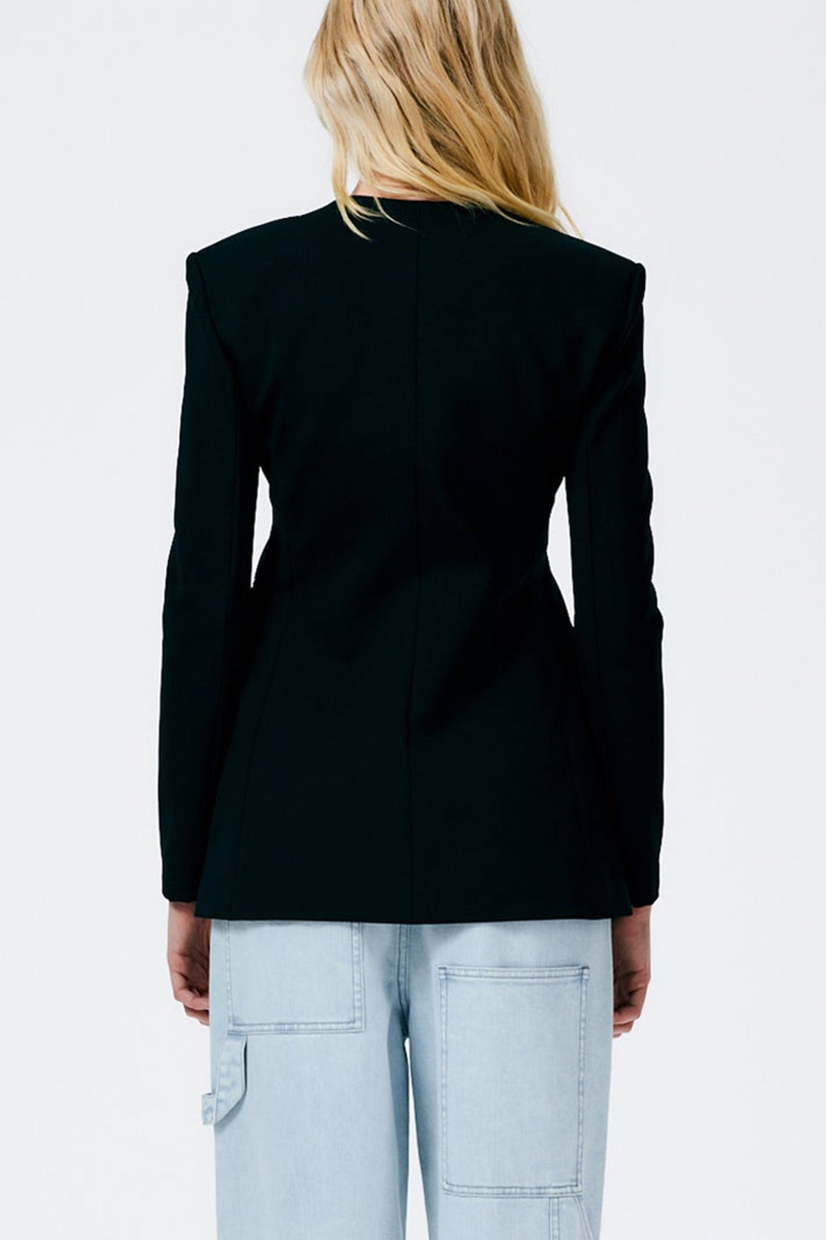 Compact Ultra Stretch Knit Fitted Blazer in Black - shop-olivia.com