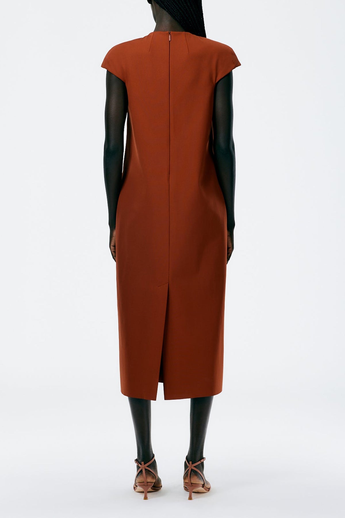 Compact Ultra Stretch Knit Lean Sleeveless Dress in Redwood - shop-olivia.com