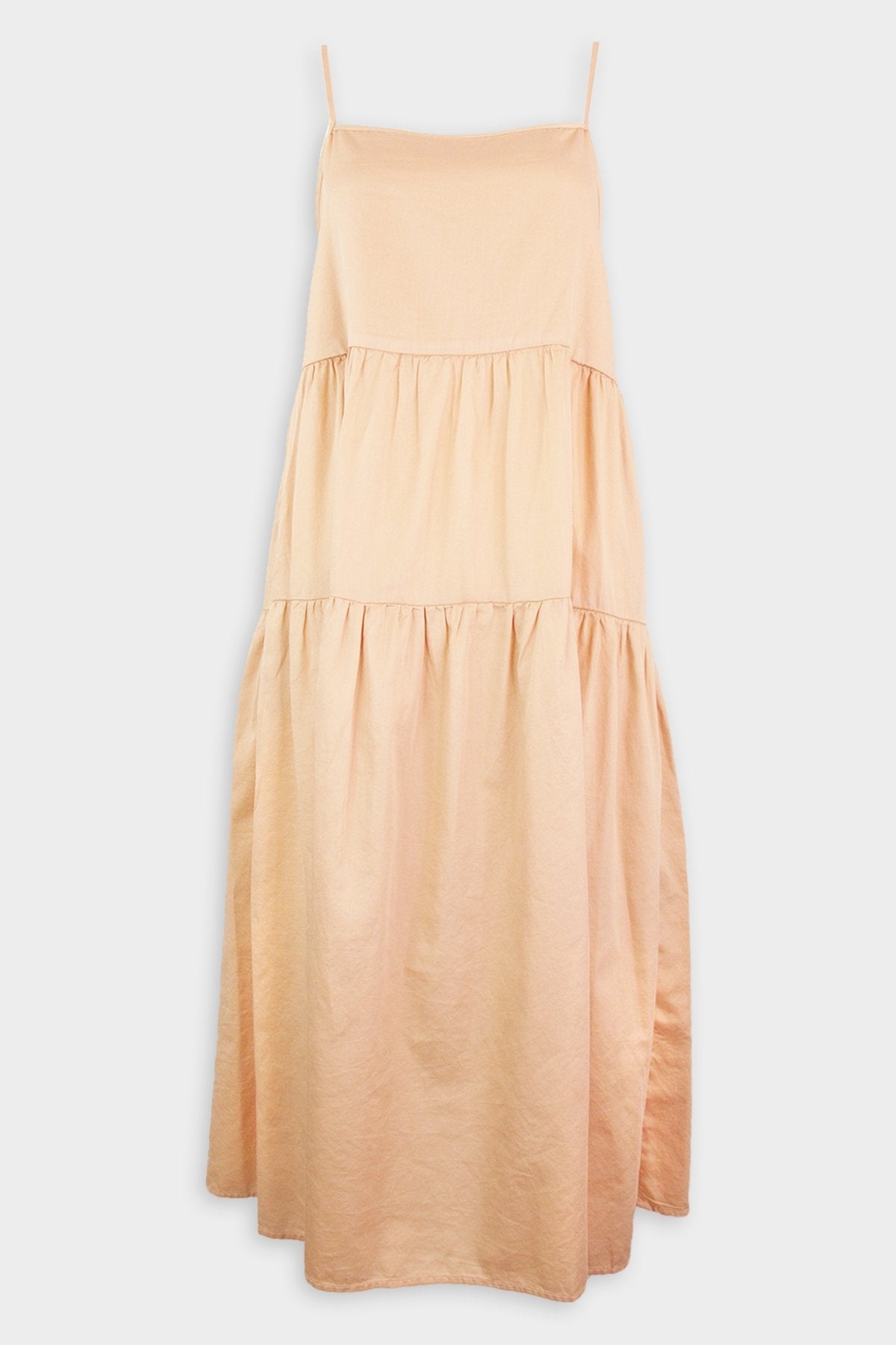 Cool Cotton Strappy Tiered Dress in Oat Milk - shop-olivia.com