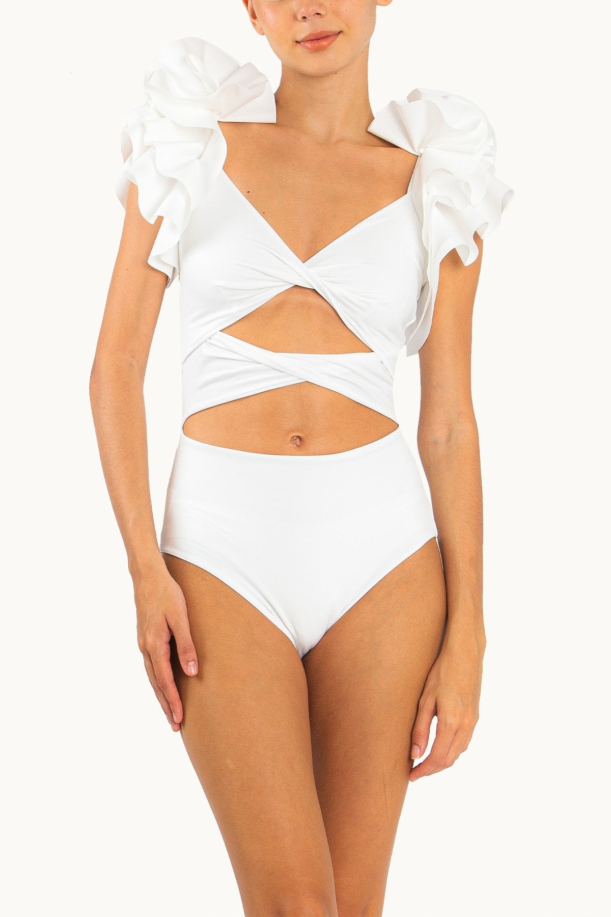 Coral One-Piece Swimsuit in Off White - shop-olivia.com
