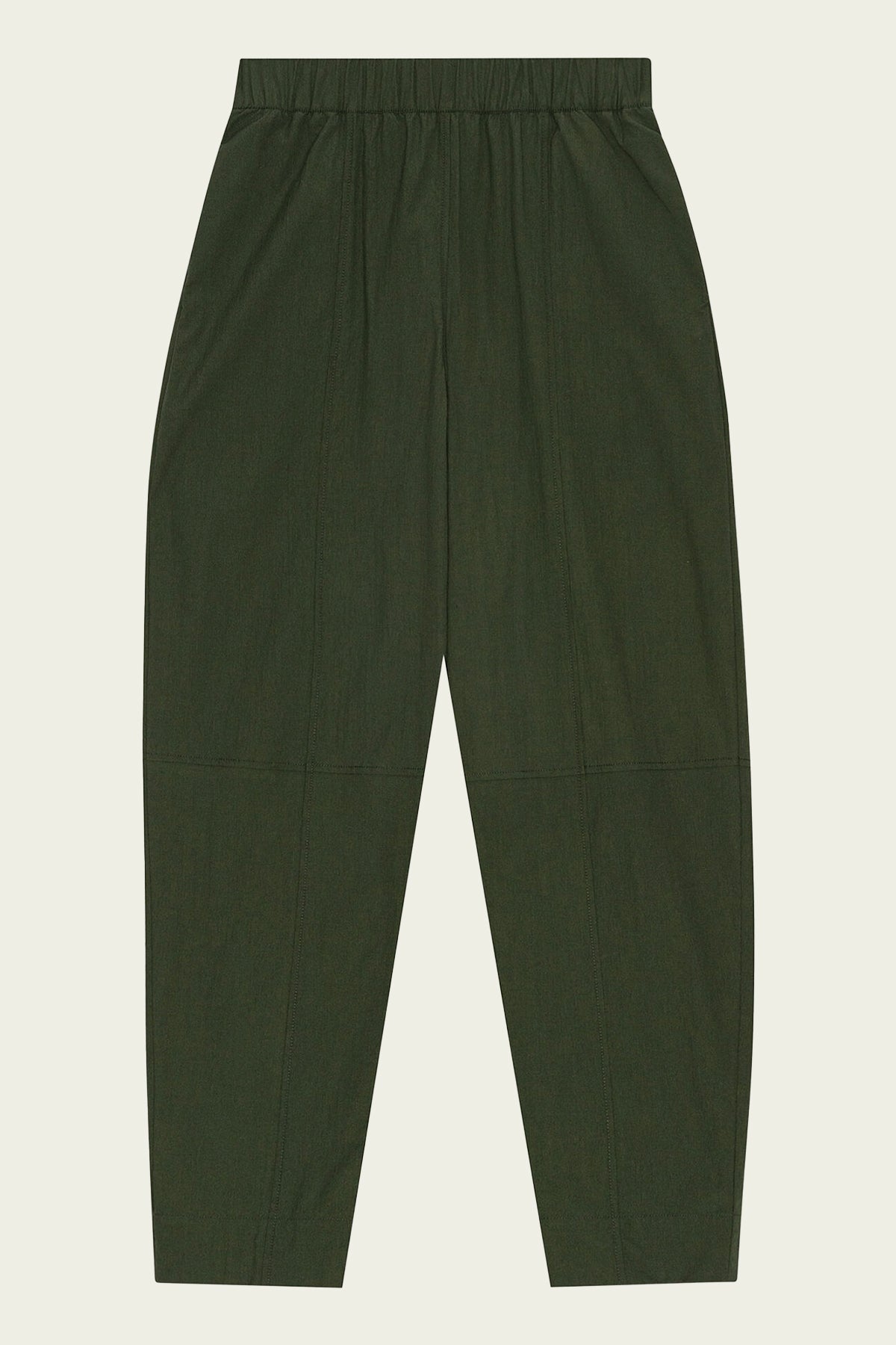 Cotton Crepe Elasticated Curve Pants in Kombu Green - shop-olivia.com