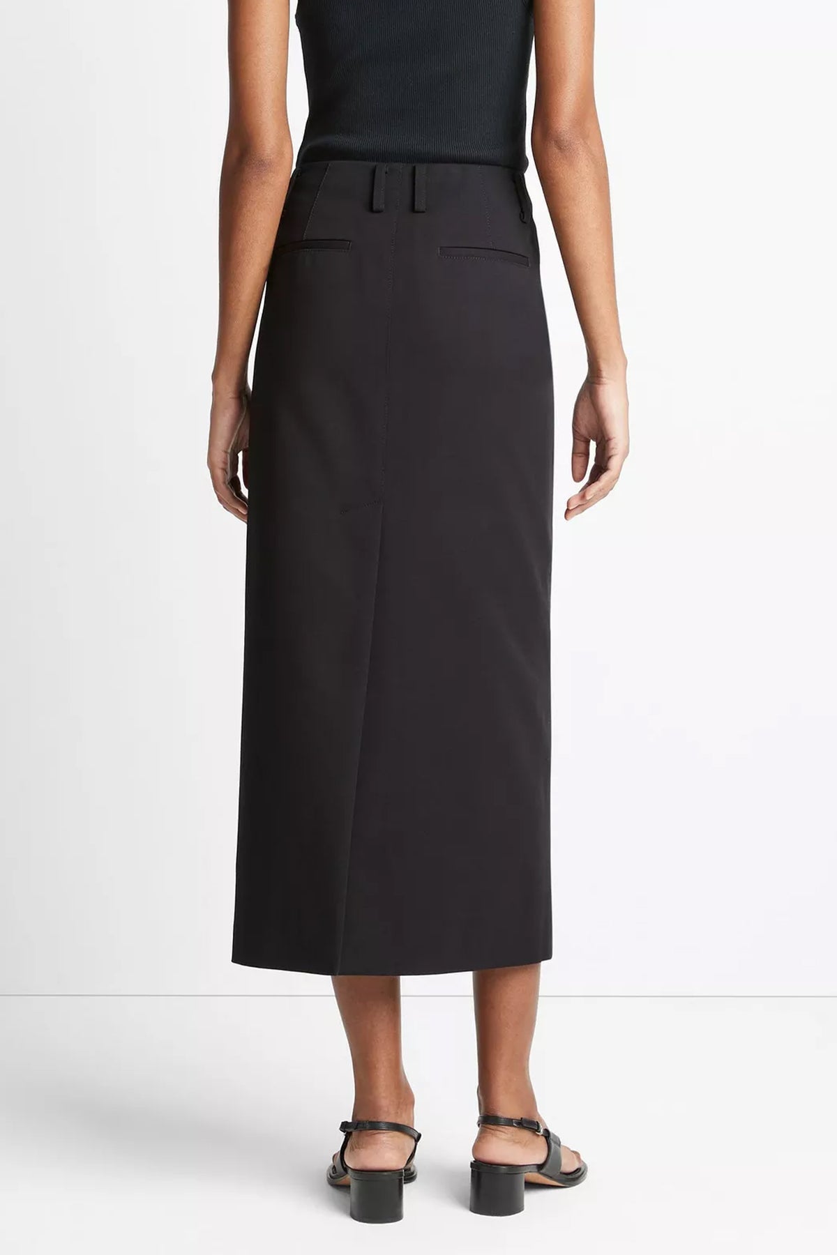 Cotton Low-Rise Straight Trouser Skirt in Black - shop-olivia.com