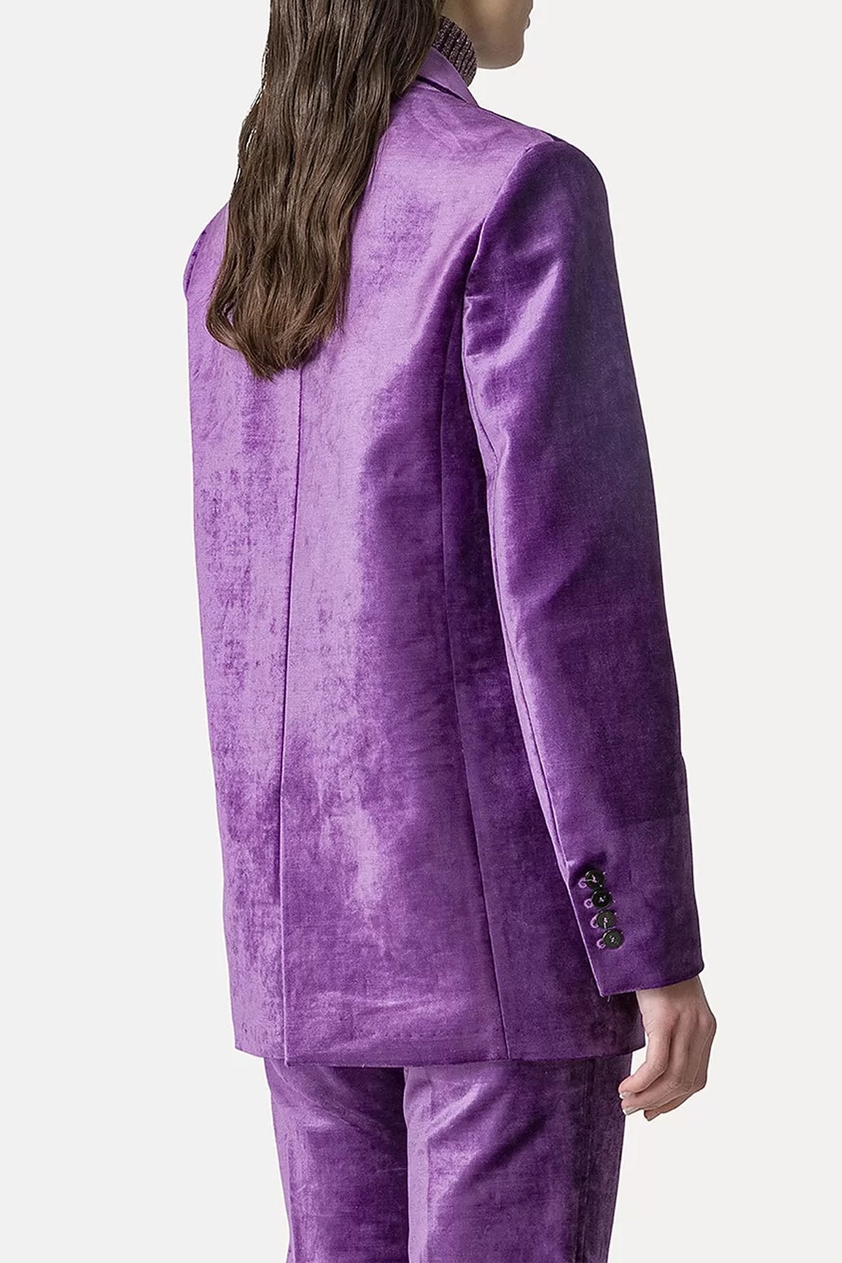 Cotton Velvet and Viscose Mannish Blazer in Violet - shop-olivia.com