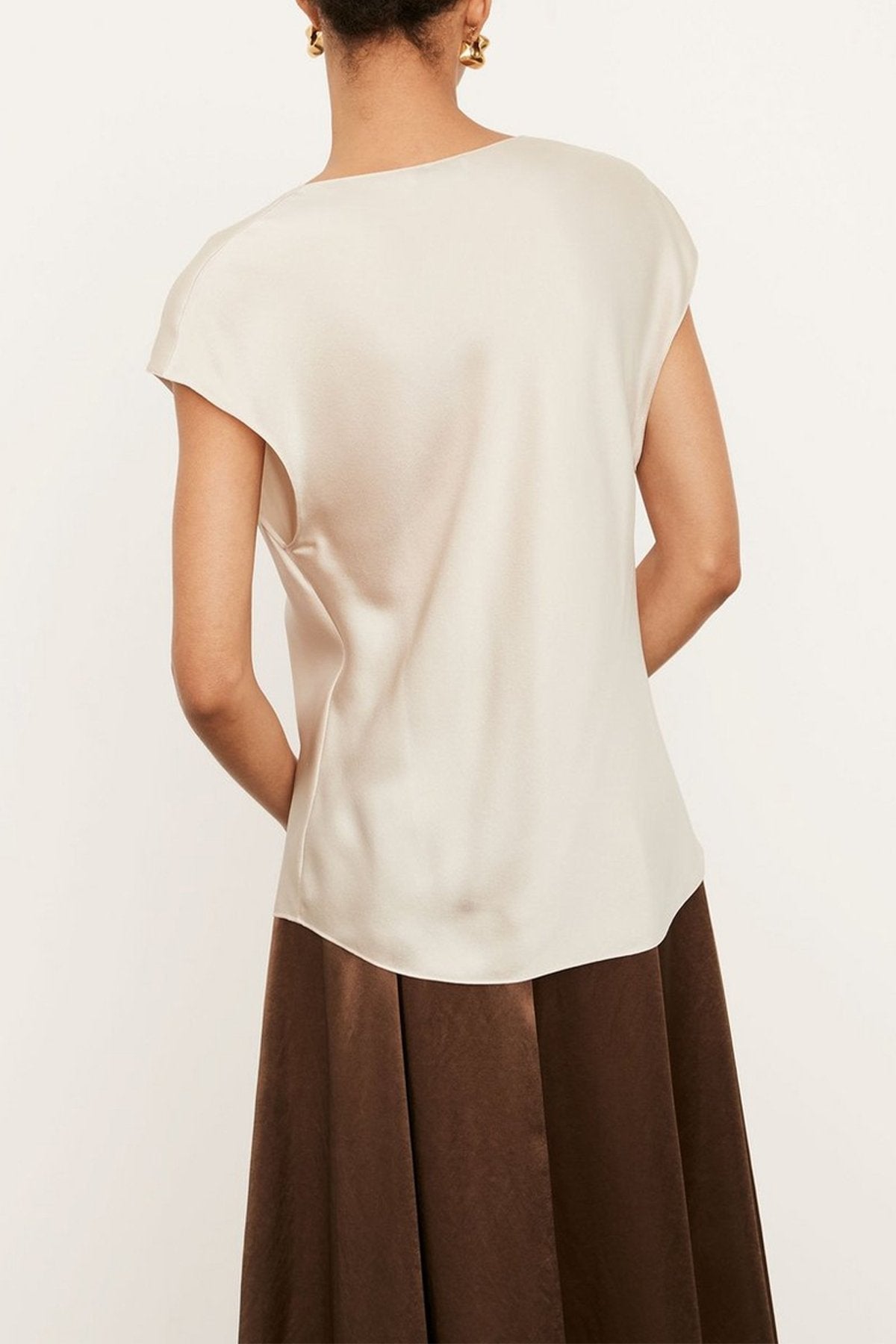 Cowl Neck Cap Sleeve Blouse in Fennel - shop-olivia.com