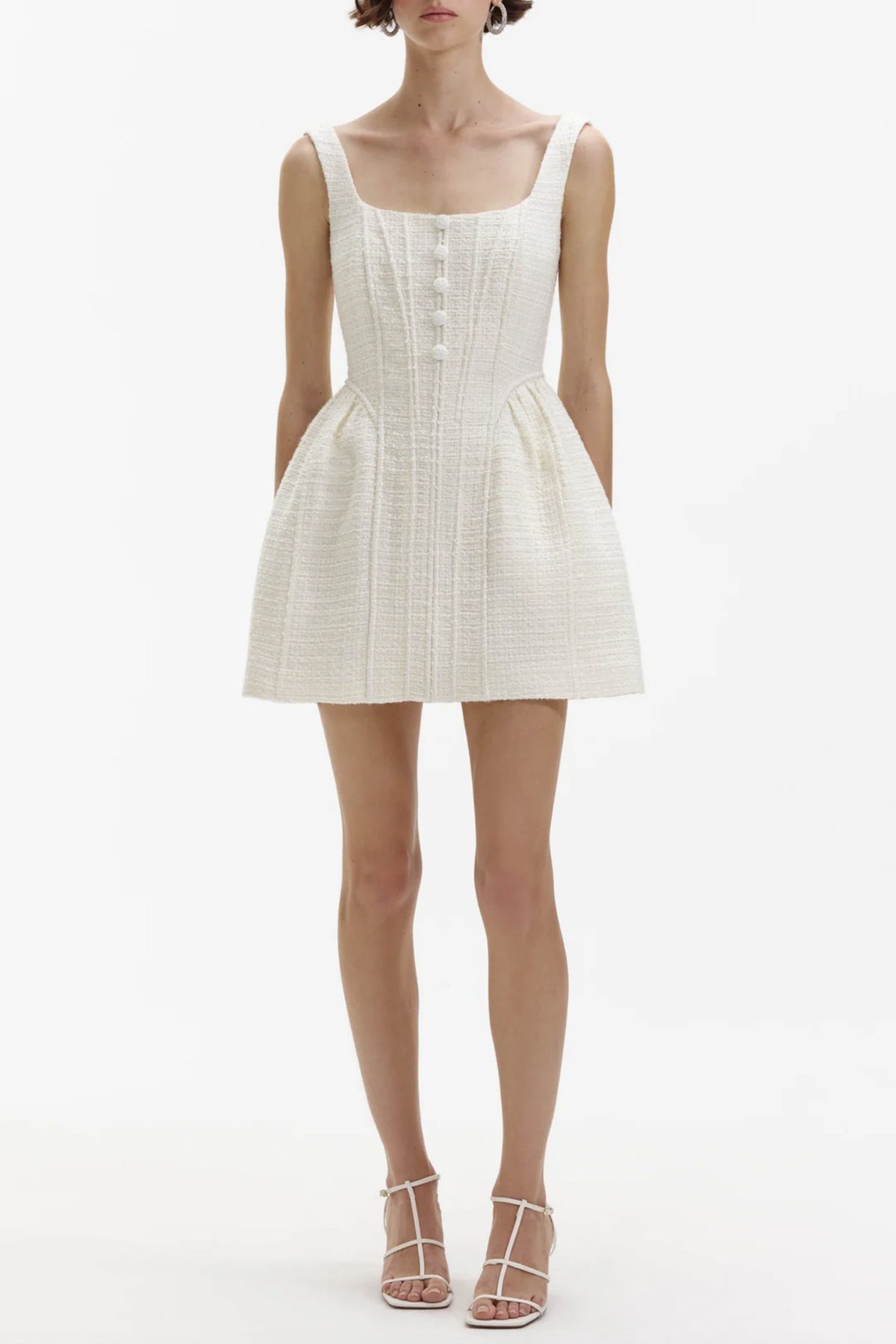Cream Boucle Mini Dress - shop-olivia.com