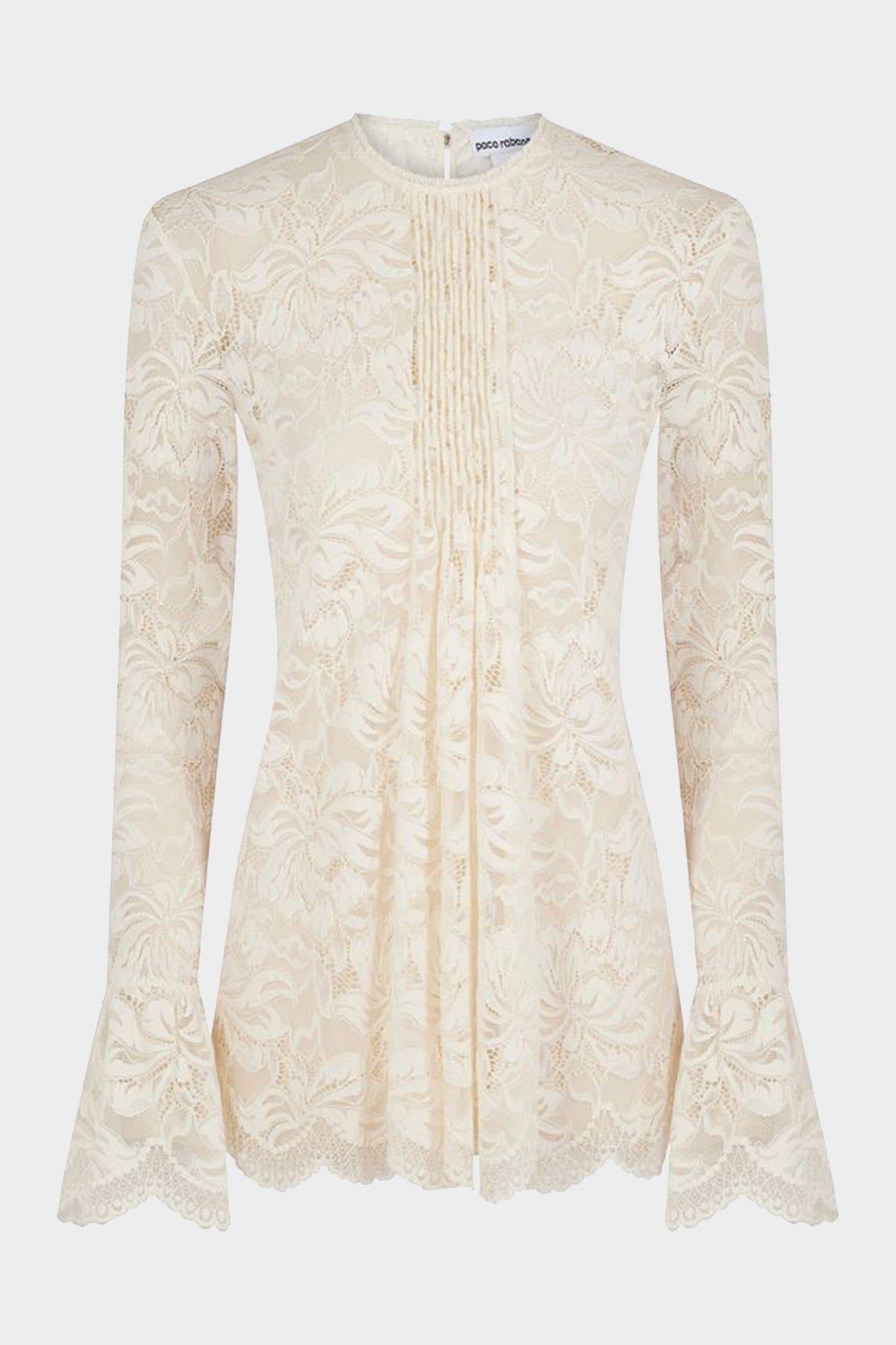 Cream Pleated Lace Top in Ivory - shop-olivia.com