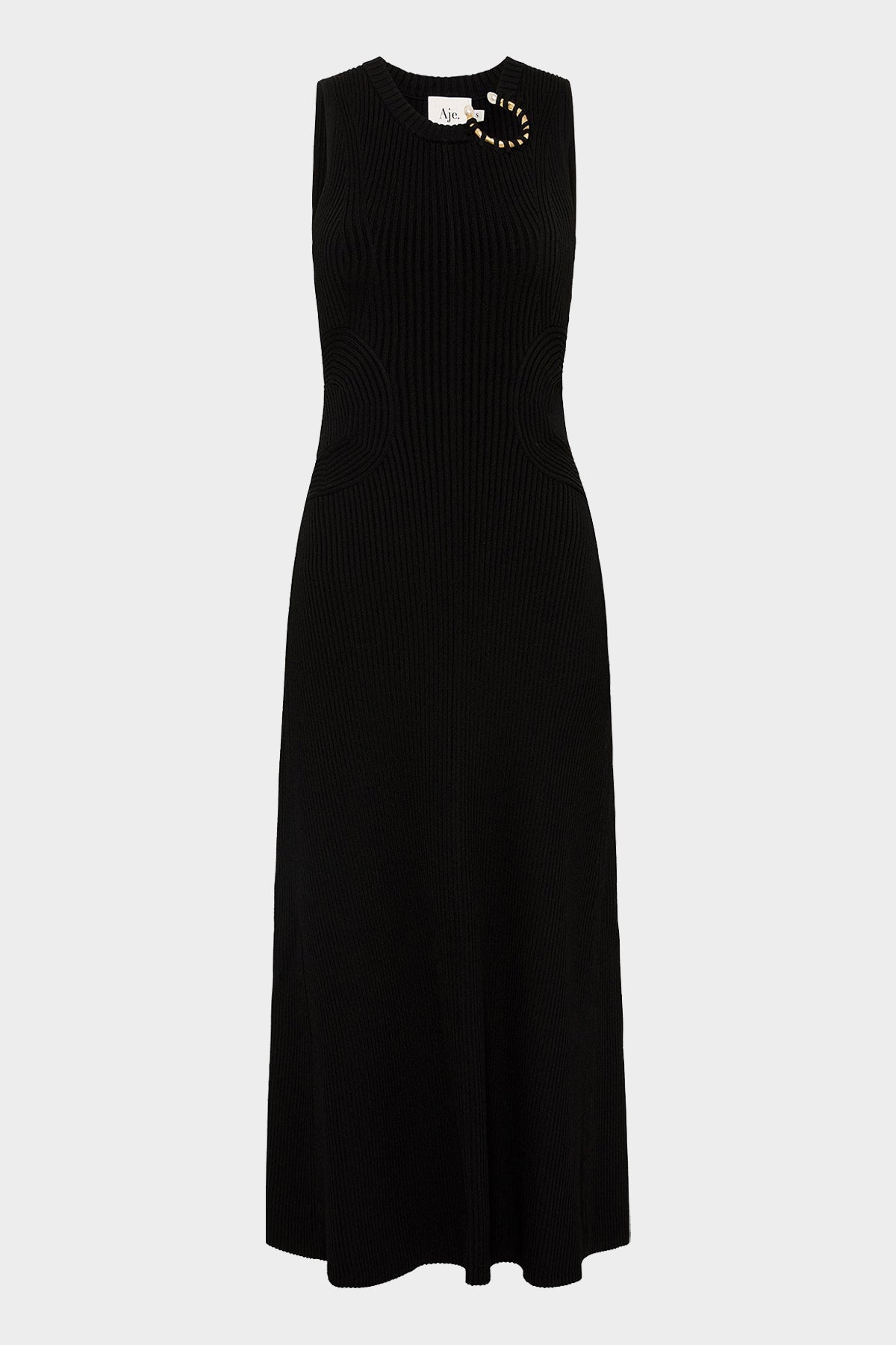 Crescent Knit Midi Dress in Black - shop-olivia.com