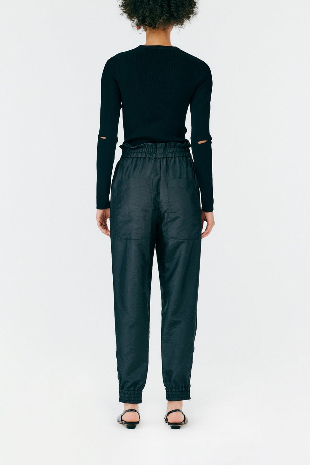 Crispy Nylon Paper Bag Felix Jogger in Black - shop-olivia.com