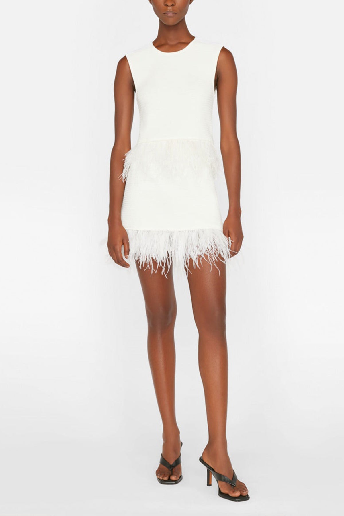 Crochet Feather Mini Skirt in Off White - shop-olivia.com
