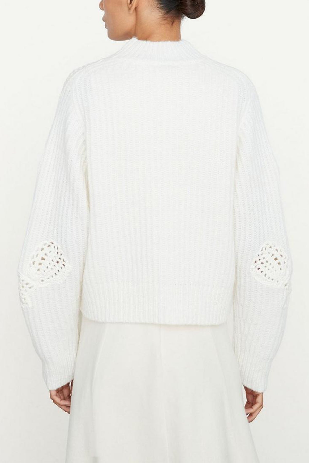 Crochet Mock Neck Sweater in Off White - shop-olivia.com