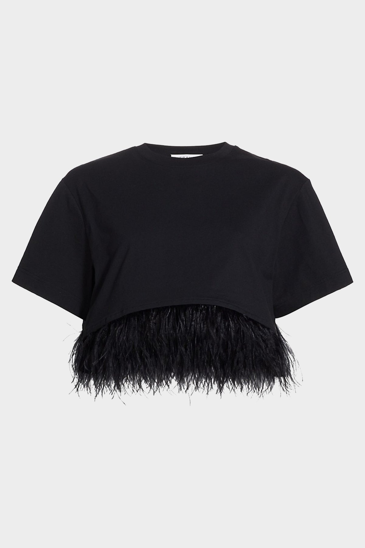Cropped Feather Tee in Noir - shop-olivia.com