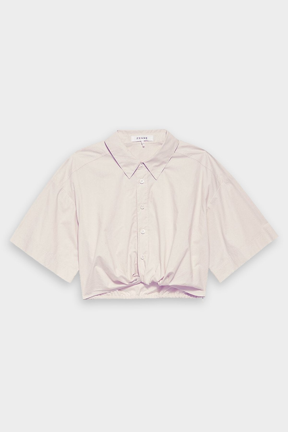 Cropped Twist Front Shirt in Flax - shop-olivia.com