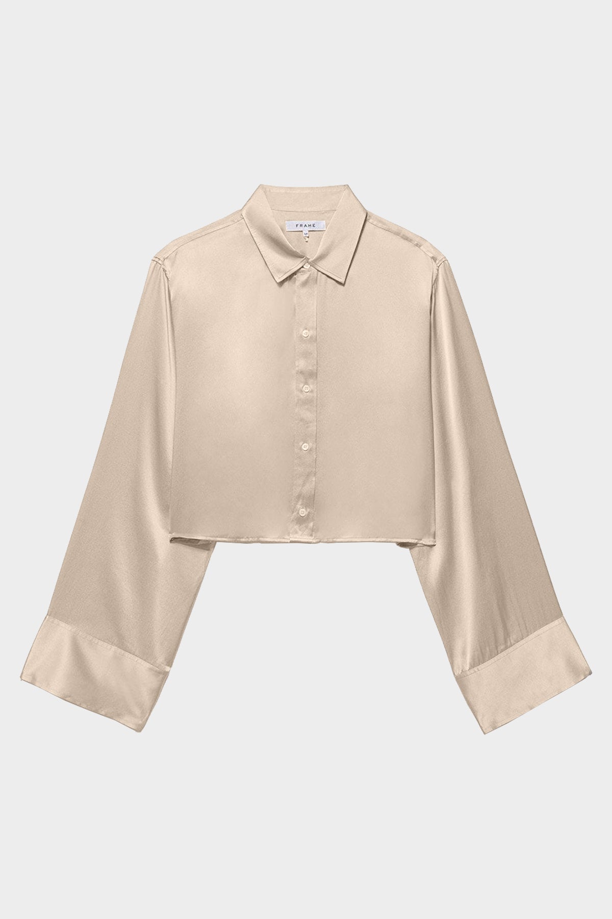 Cropped Wide Sleeve Shirt in Khaki Tan - shop-olivia.com