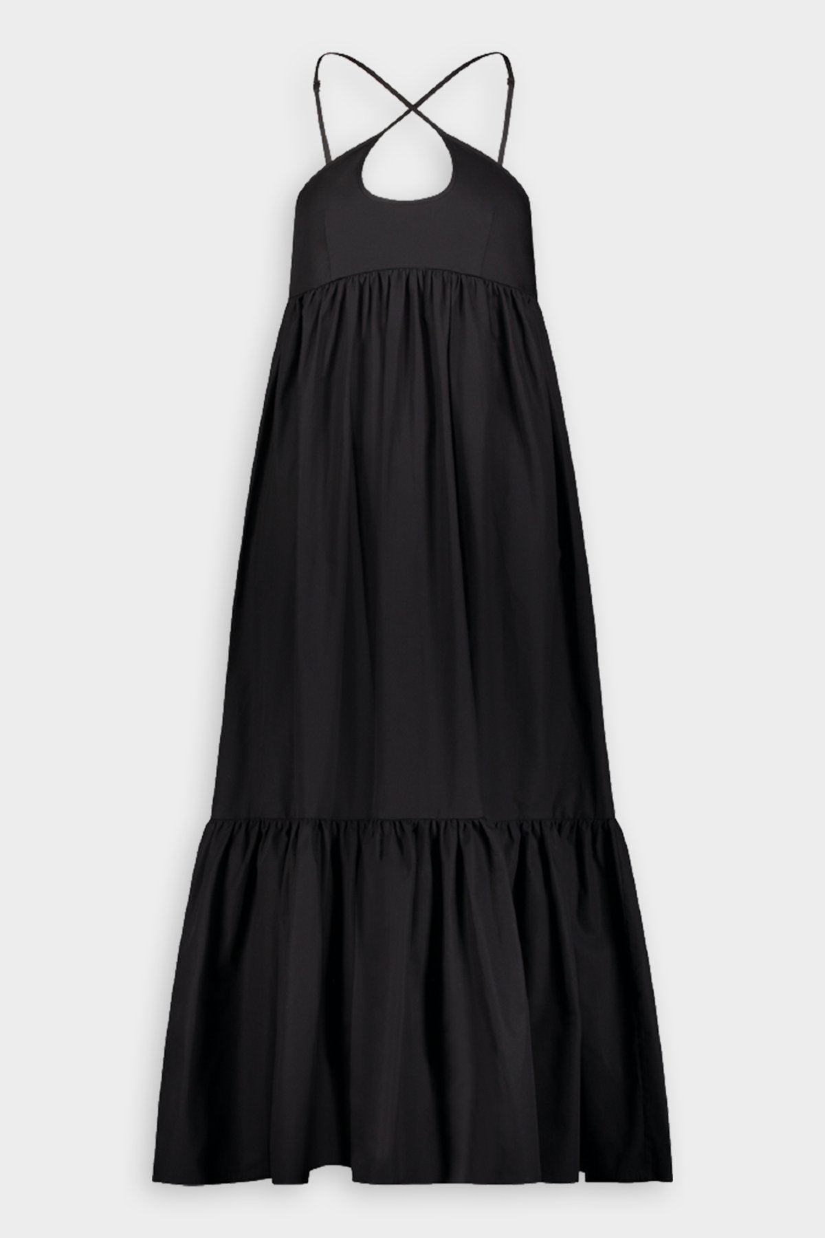 Cross Strap Cutout Midi Dress in Black - shop-olivia.com