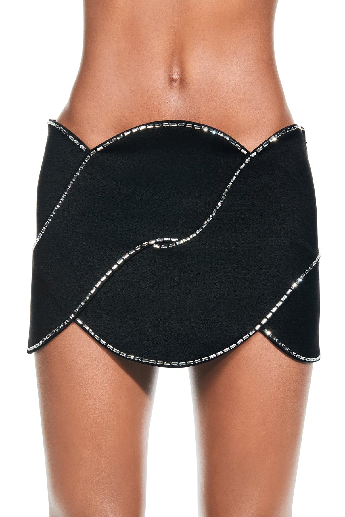 Crystal Rope Mini Skirt in Black - shop-olivia.com