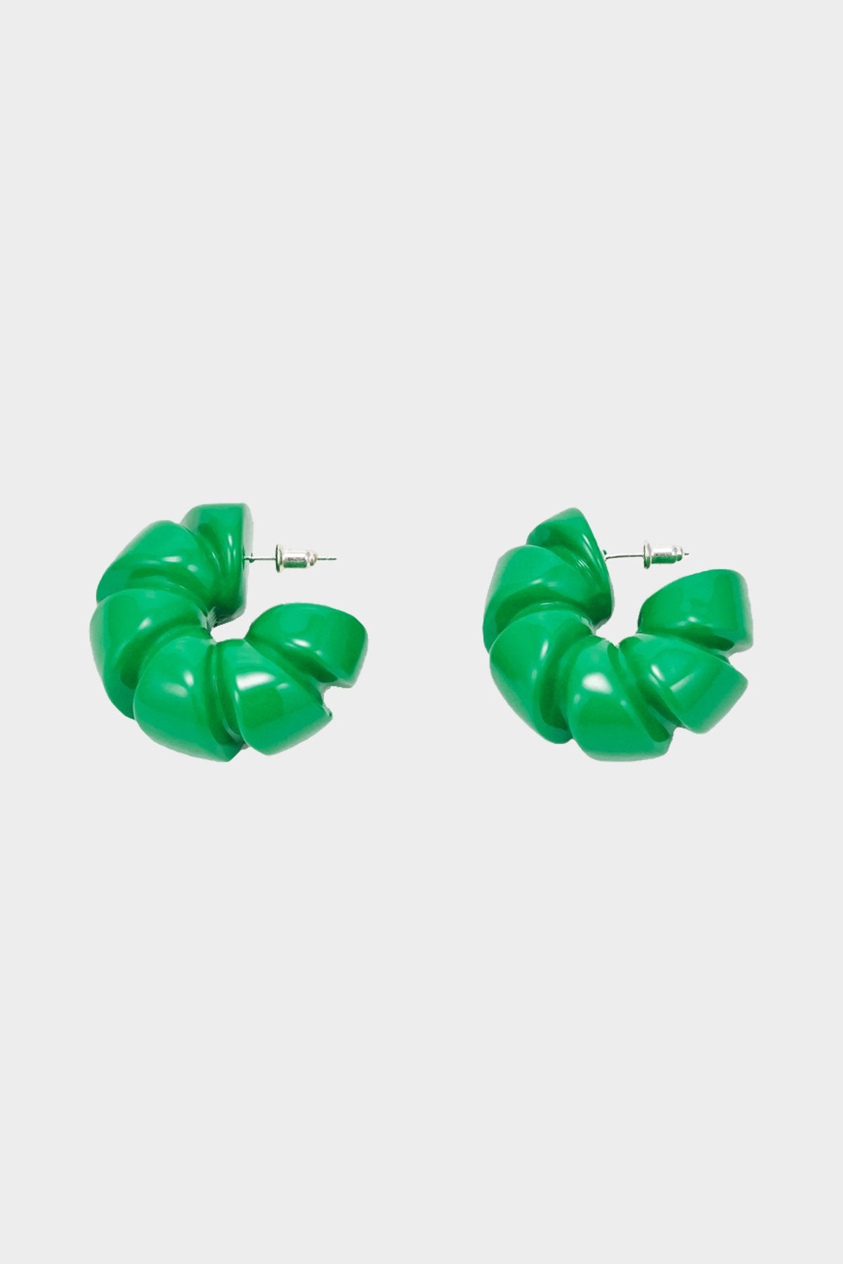 Curl Creoles Earrings in Vivid Green - shop-olivia.com