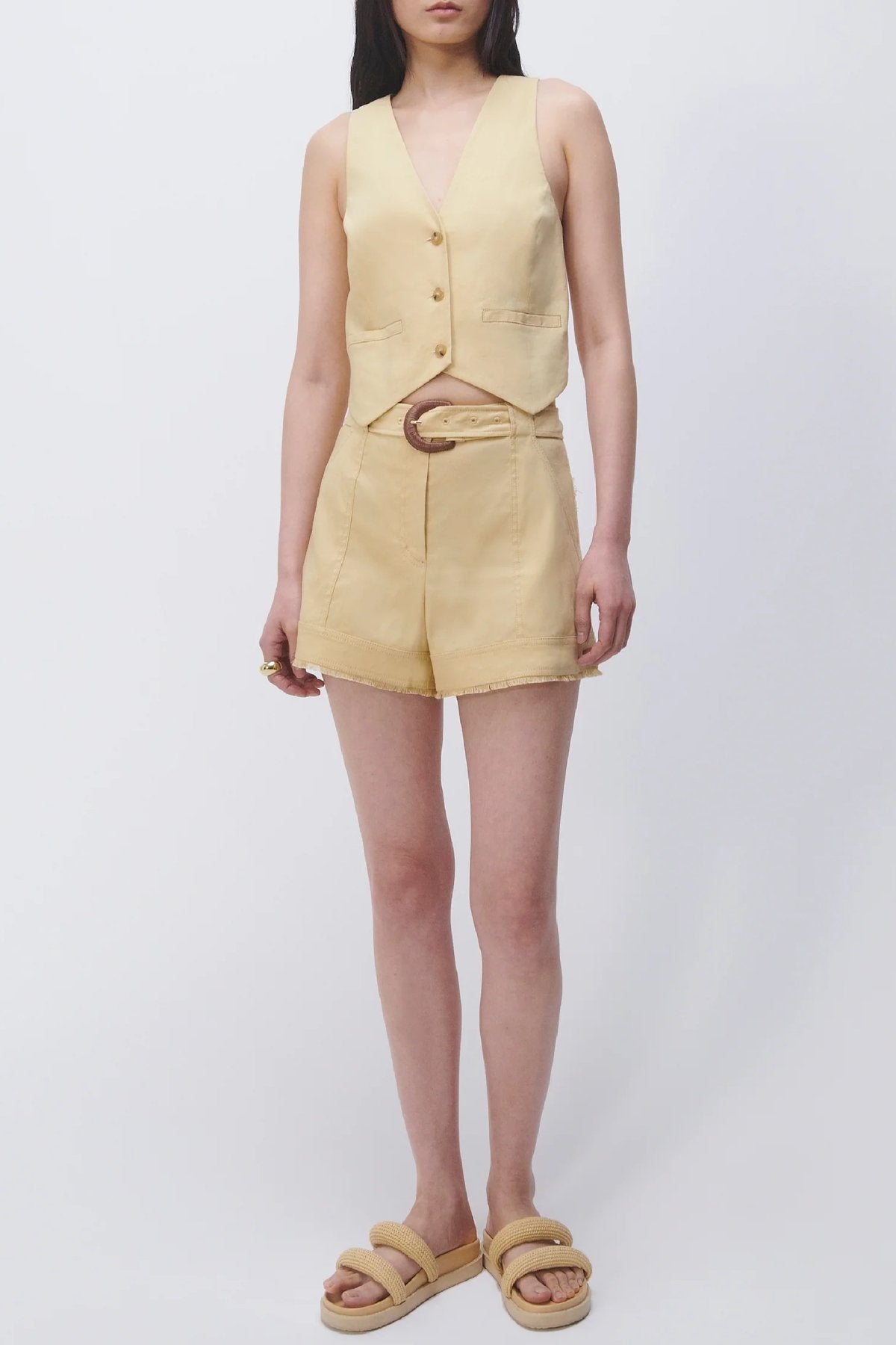 Deb Linen Vest in Wheat - shop-olivia.com
