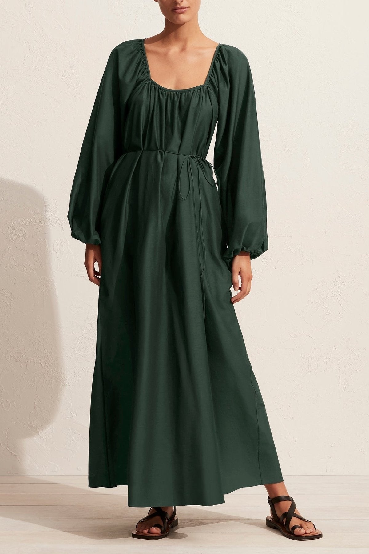 Decolette Dress in Emerald - shop-olivia.com