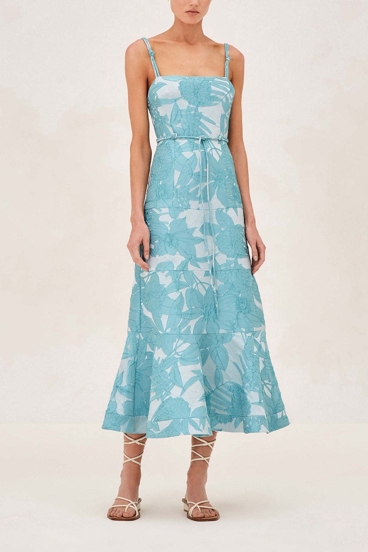 Delphine Midi Dress in Tuscan Blue - shop-olivia.com