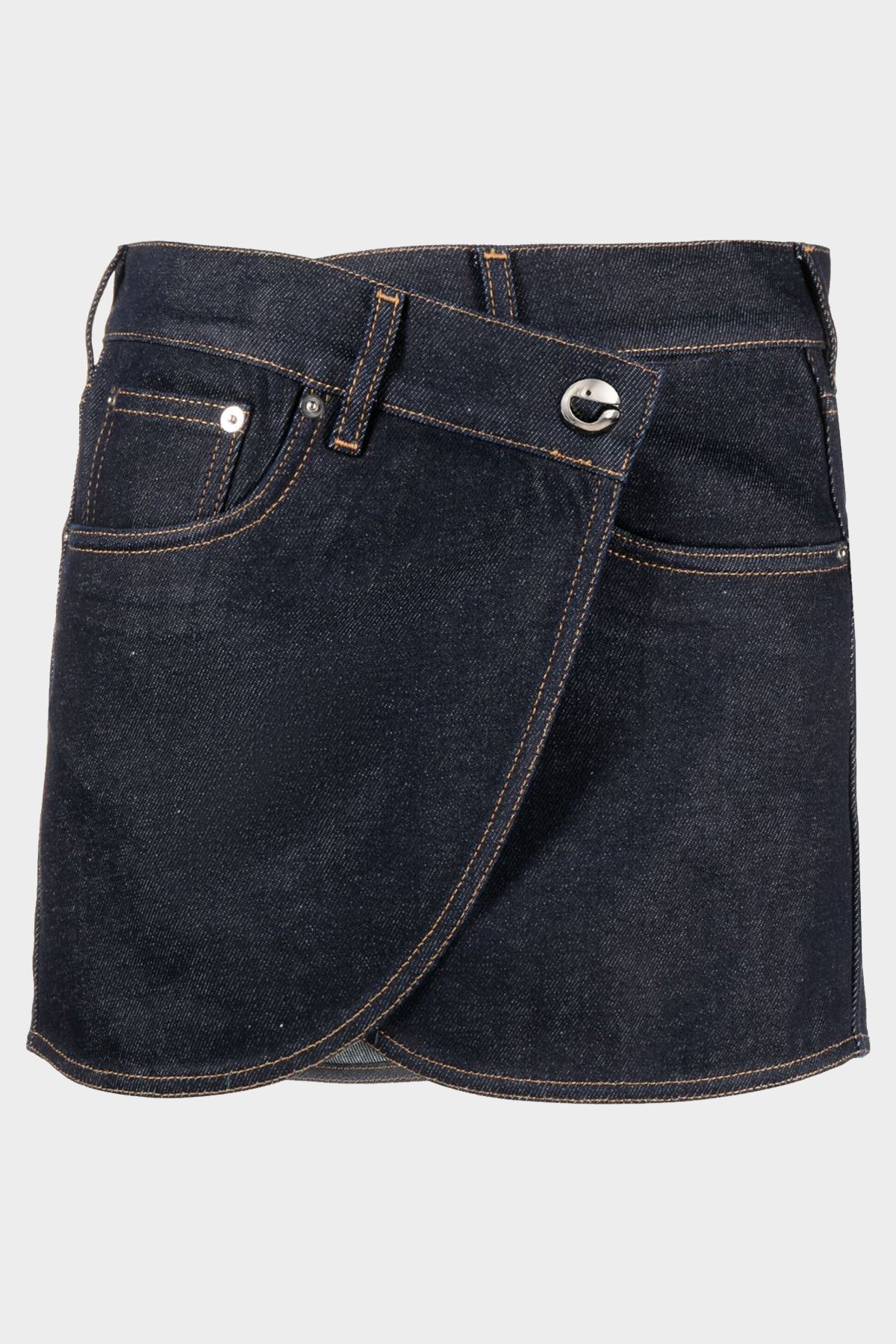Denim Mini Skirt in Dark Blue - shop-olivia.com