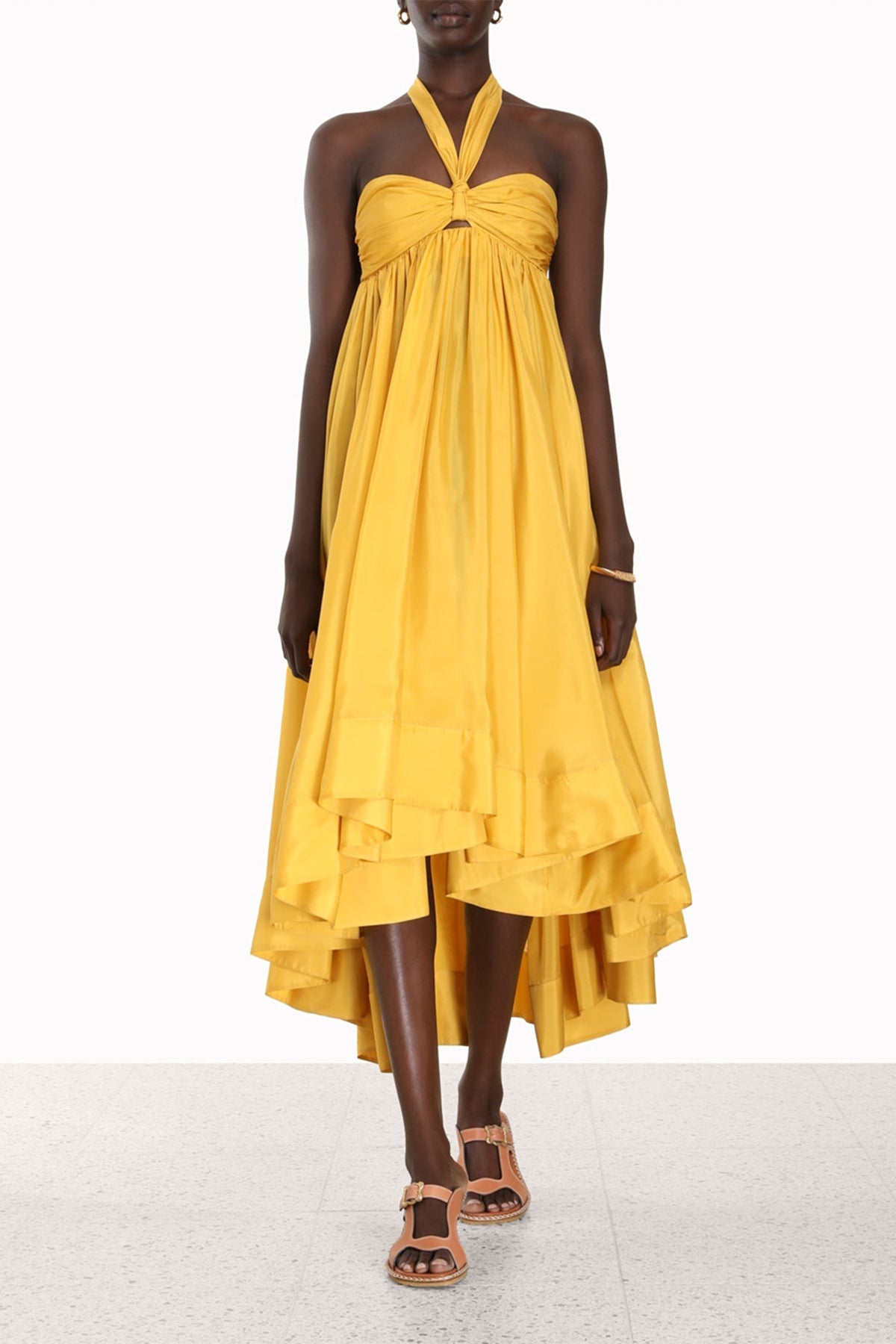 Devi Halter Maxi Dress in Mustard - shop-olivia.com