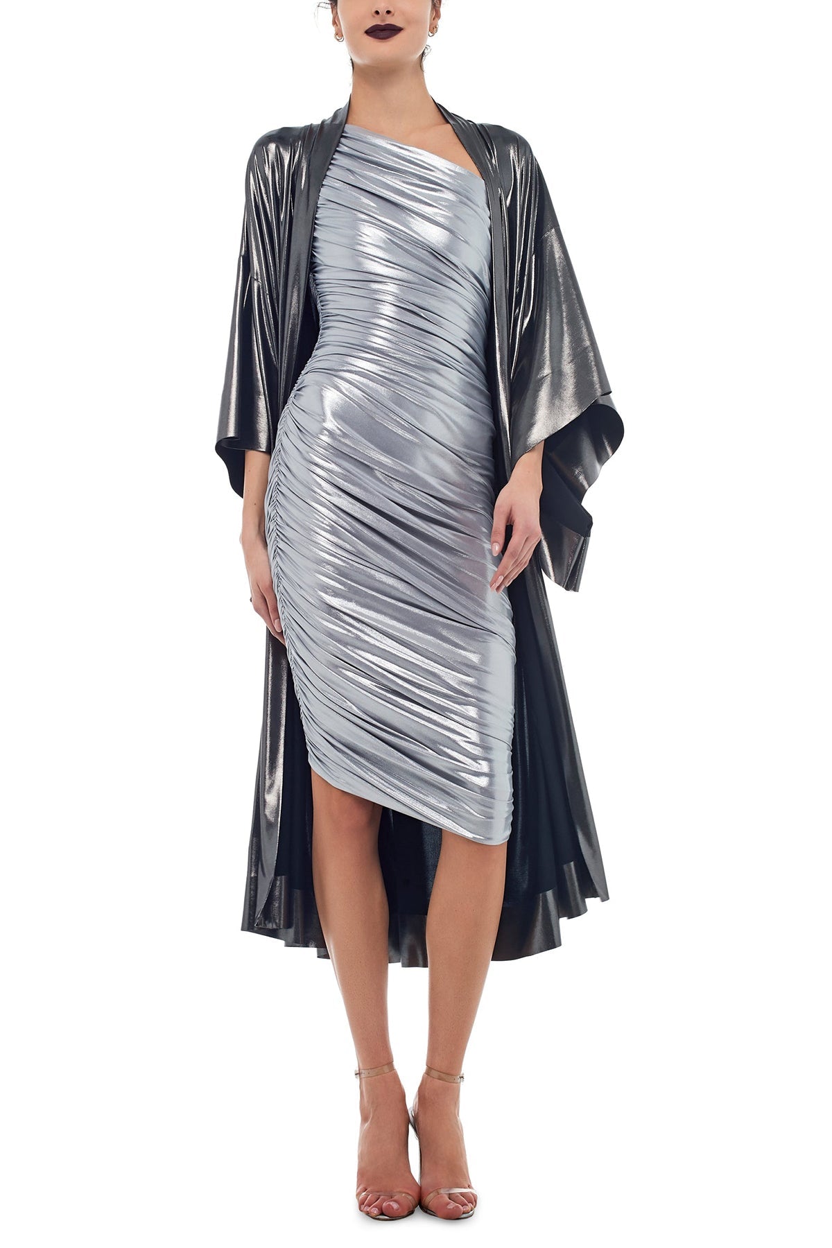 Diana Dress to Knee in Metallic Silver - shop-olivia.com