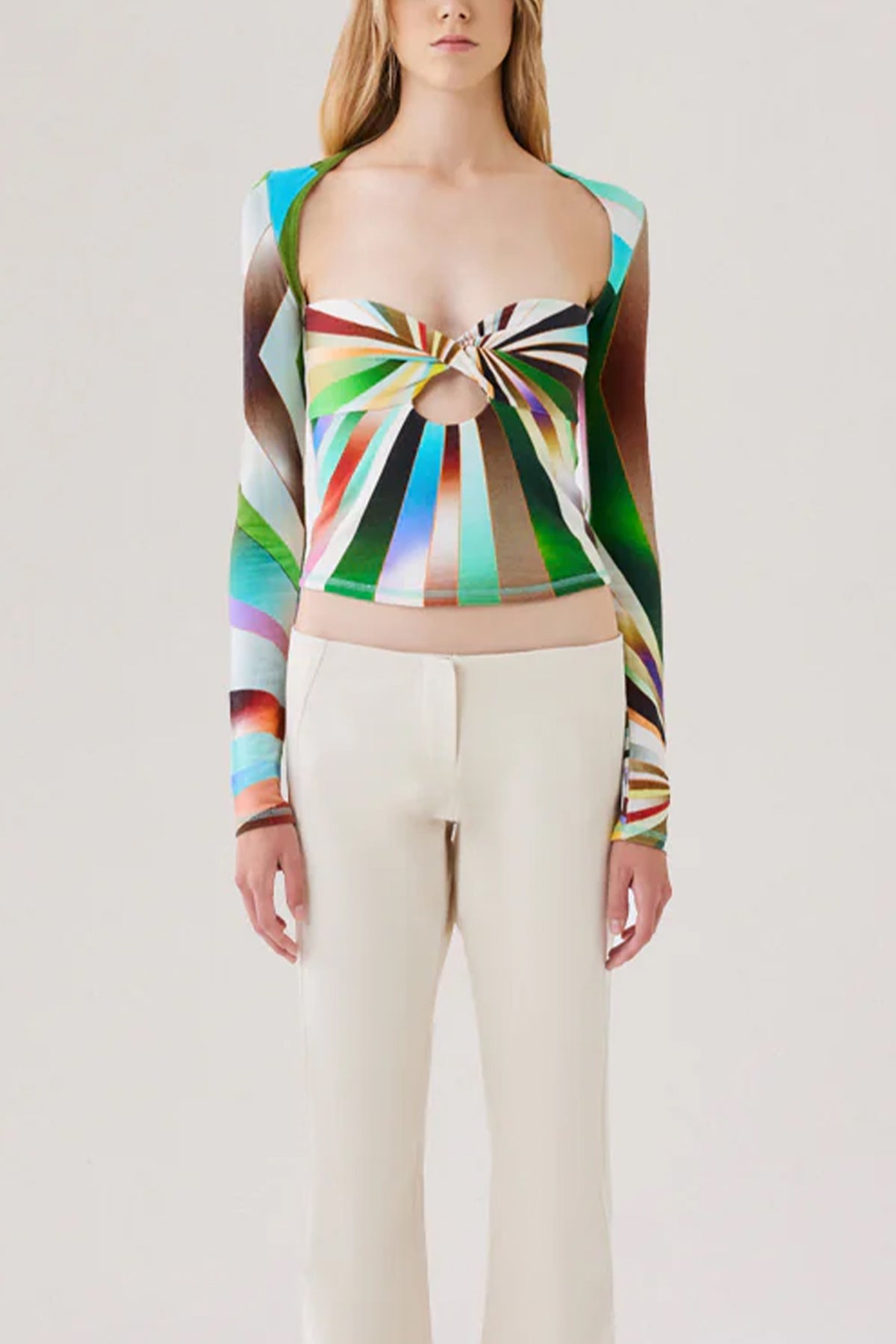 Divy Sun-Ray Printed Knit Top in Multi - shop-olivia.com