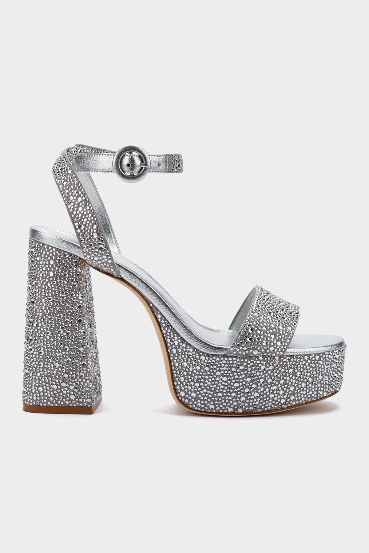 Dolly Crystal Sandal in Gray Suede - shop-olivia.com