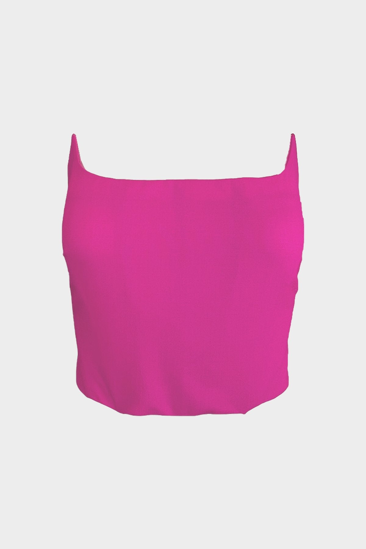 Double Twisted Light Wool Bustier Top in Hot Pink - shop-olivia.com
