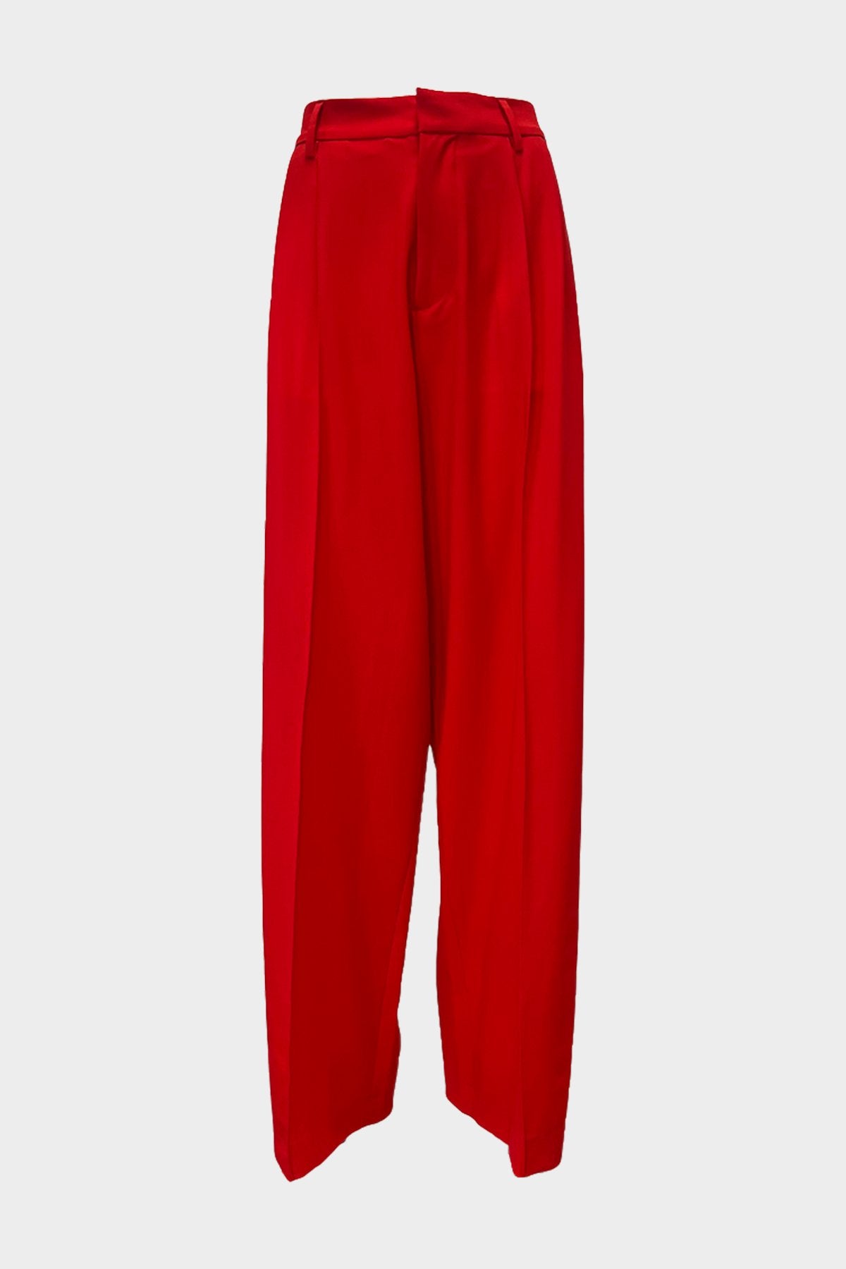 Double Twisted Light Wool Pants in Red - shop-olivia.com