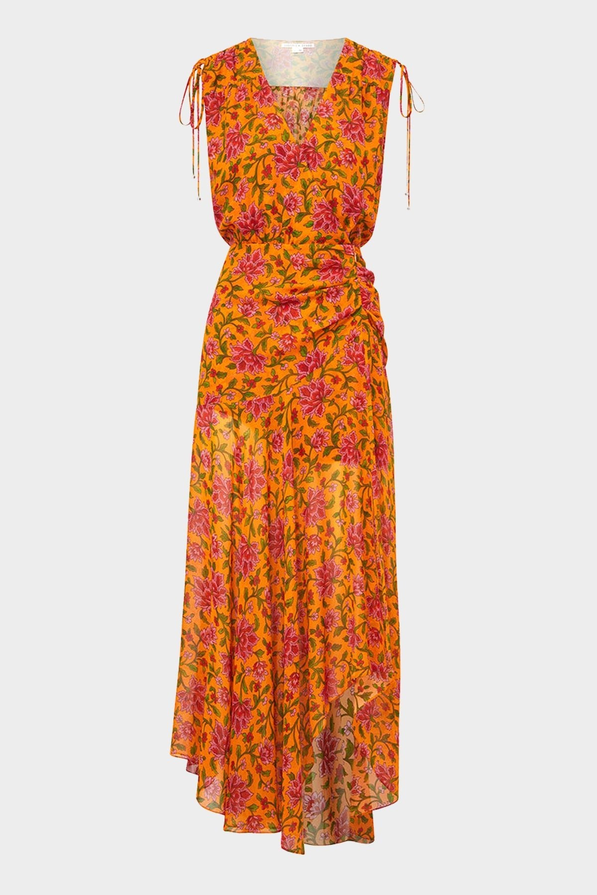 Dovima Silk Dress in Hot Orange Multi - shop-olivia.com