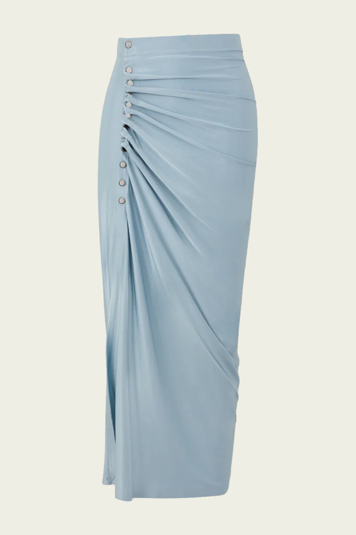 Drape Midi Skirt in Faded Blue - shop-olivia.com