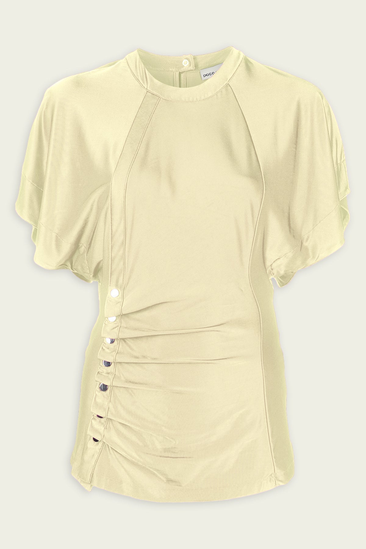 Draped Button Blouse in Creme Anglaise - shop-olivia.com