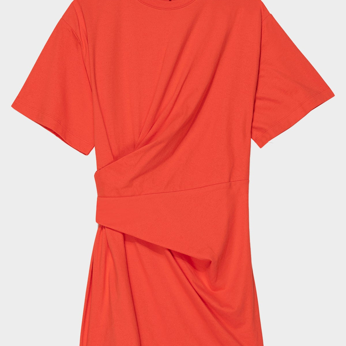 Draped Knit Mini Dress in Red Orange Draped Knit Mini Dress in Red Orange