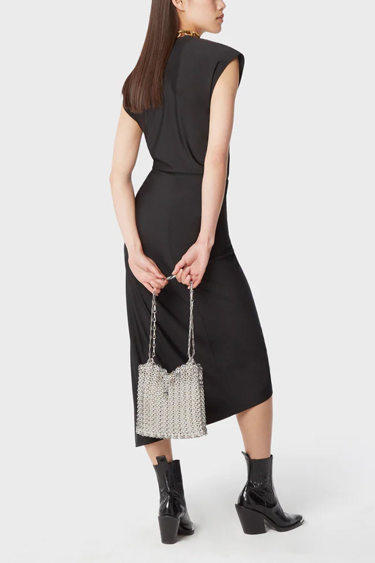 Draped Midi Dress in Black - shop-olivia.com