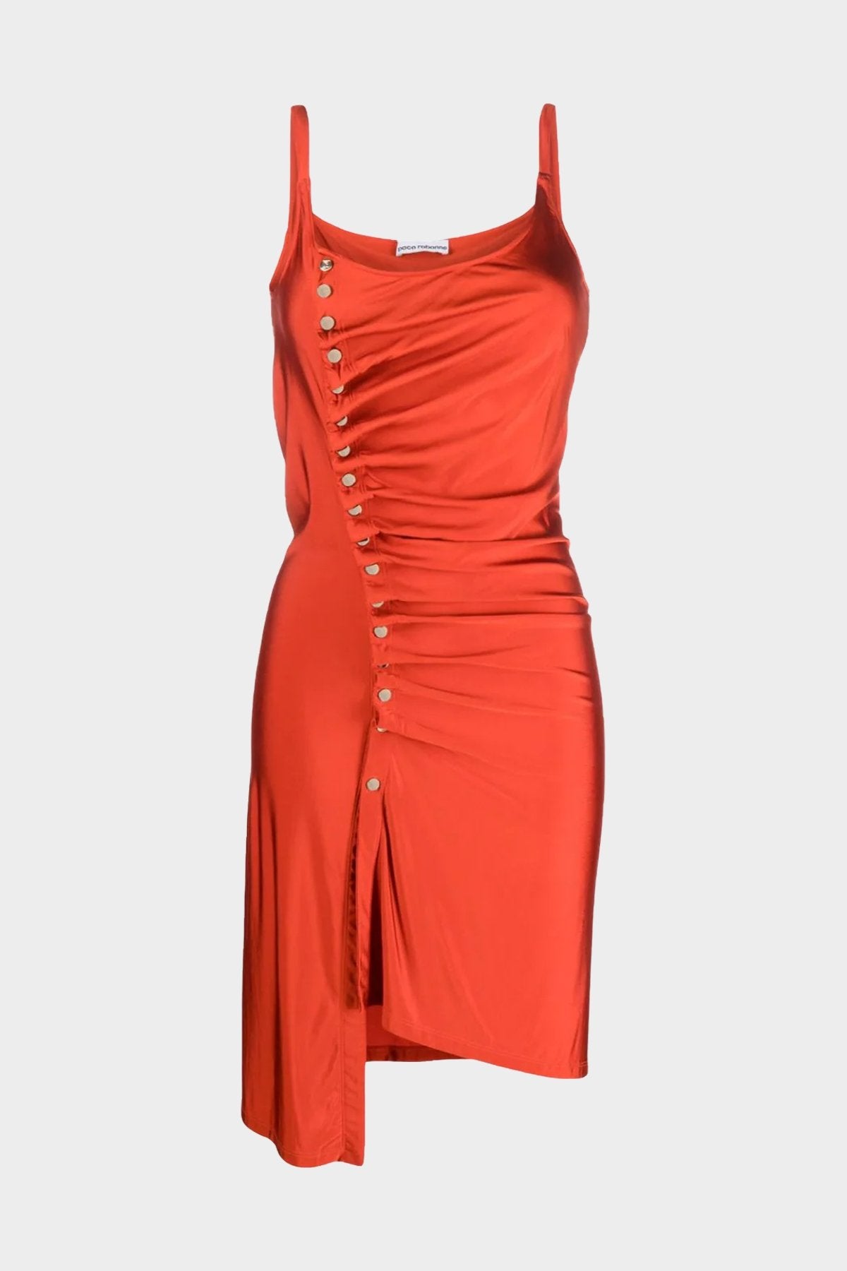 Draped-Panel Sleeveless Dress in Paprika - shop-olivia.com