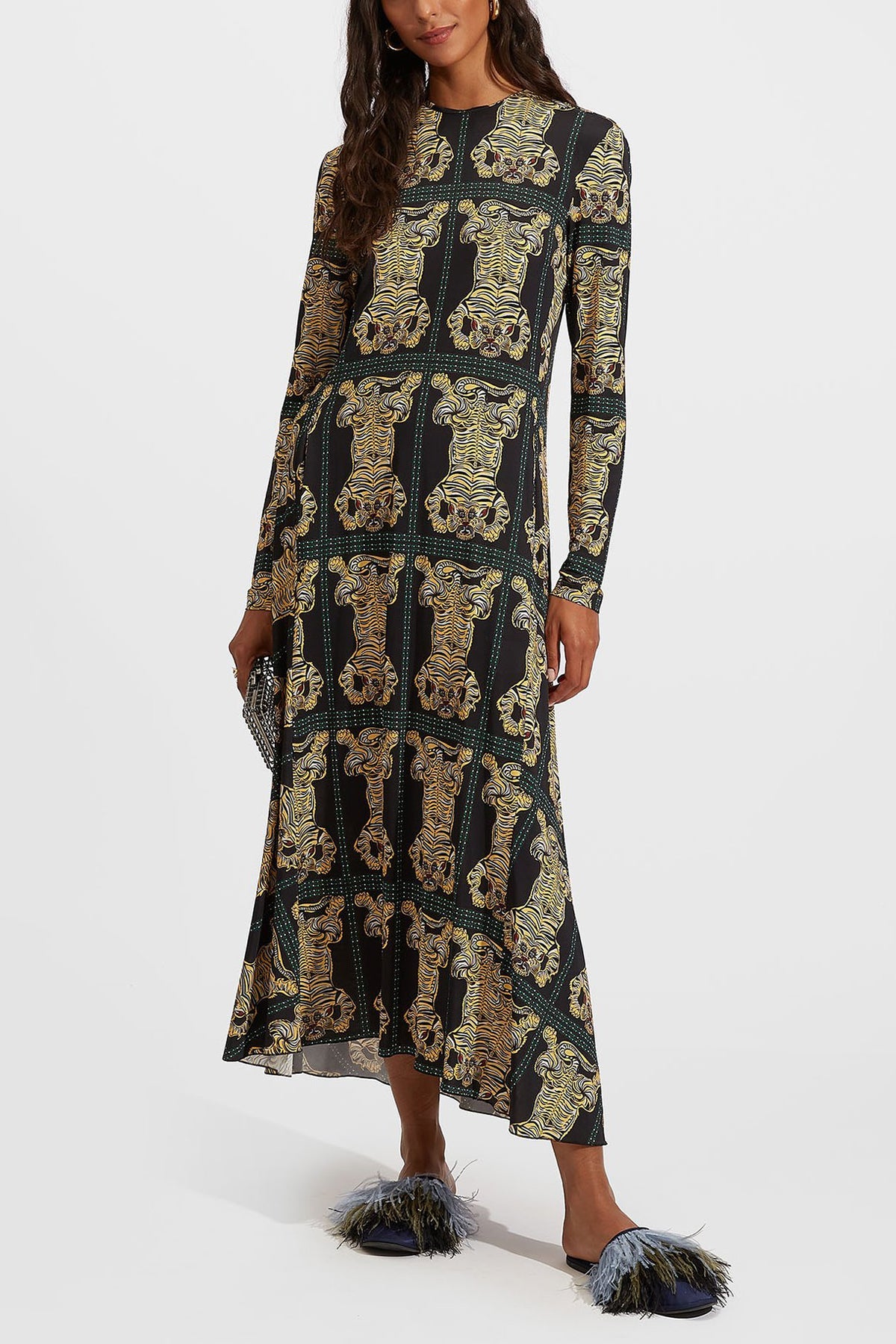 Drifter Dress in Tiger Tiles Black - shop-olivia.com