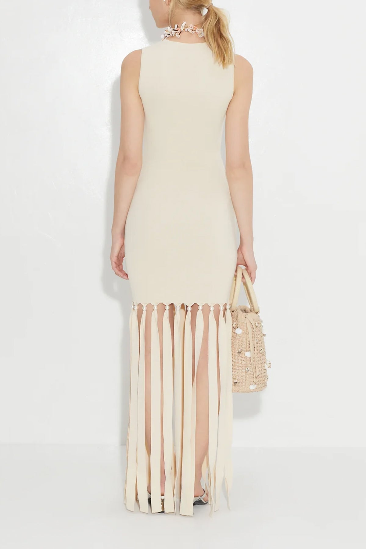 Eclisse Sleeveless Knit Dress in Ivory - shop-olivia.com