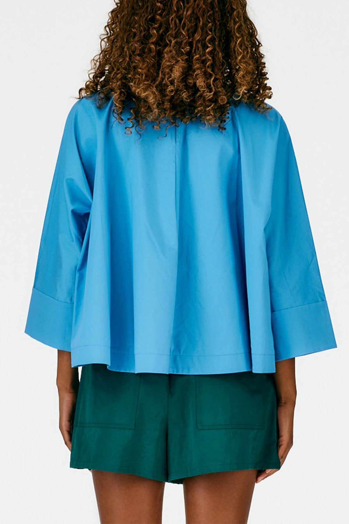 Eco Poplin Sculpted Top in Kairi Blue - shop-olivia.com