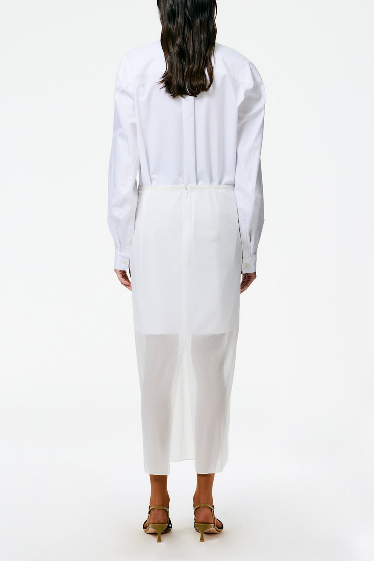 Eco Poplin Twisted Sleeve Dress in White - shop-olivia.com