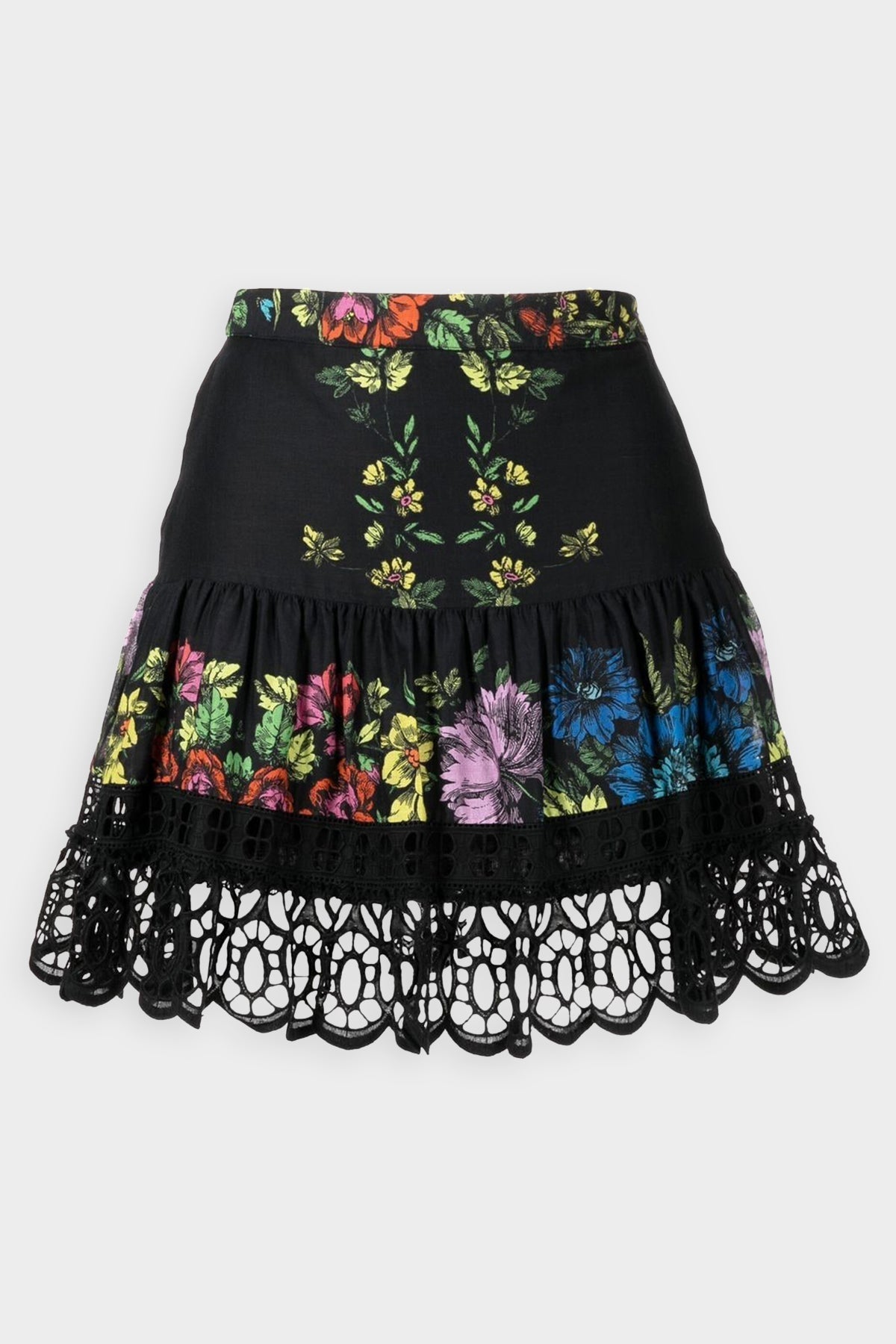 Eibis Short Skirt in Garden Black Print - shop-olivia.com