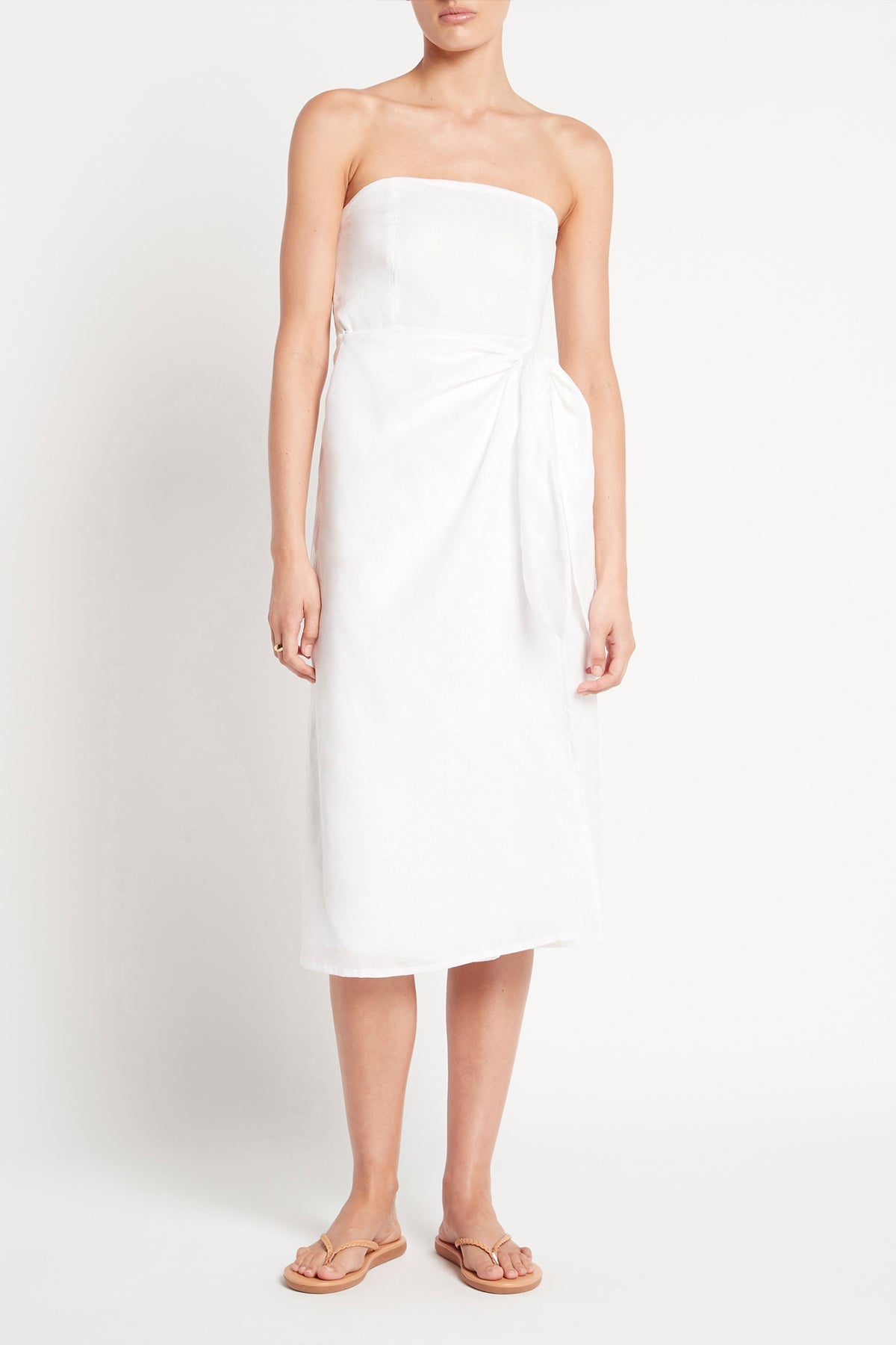 El Mar Midi Dress in White - shop-olivia.com