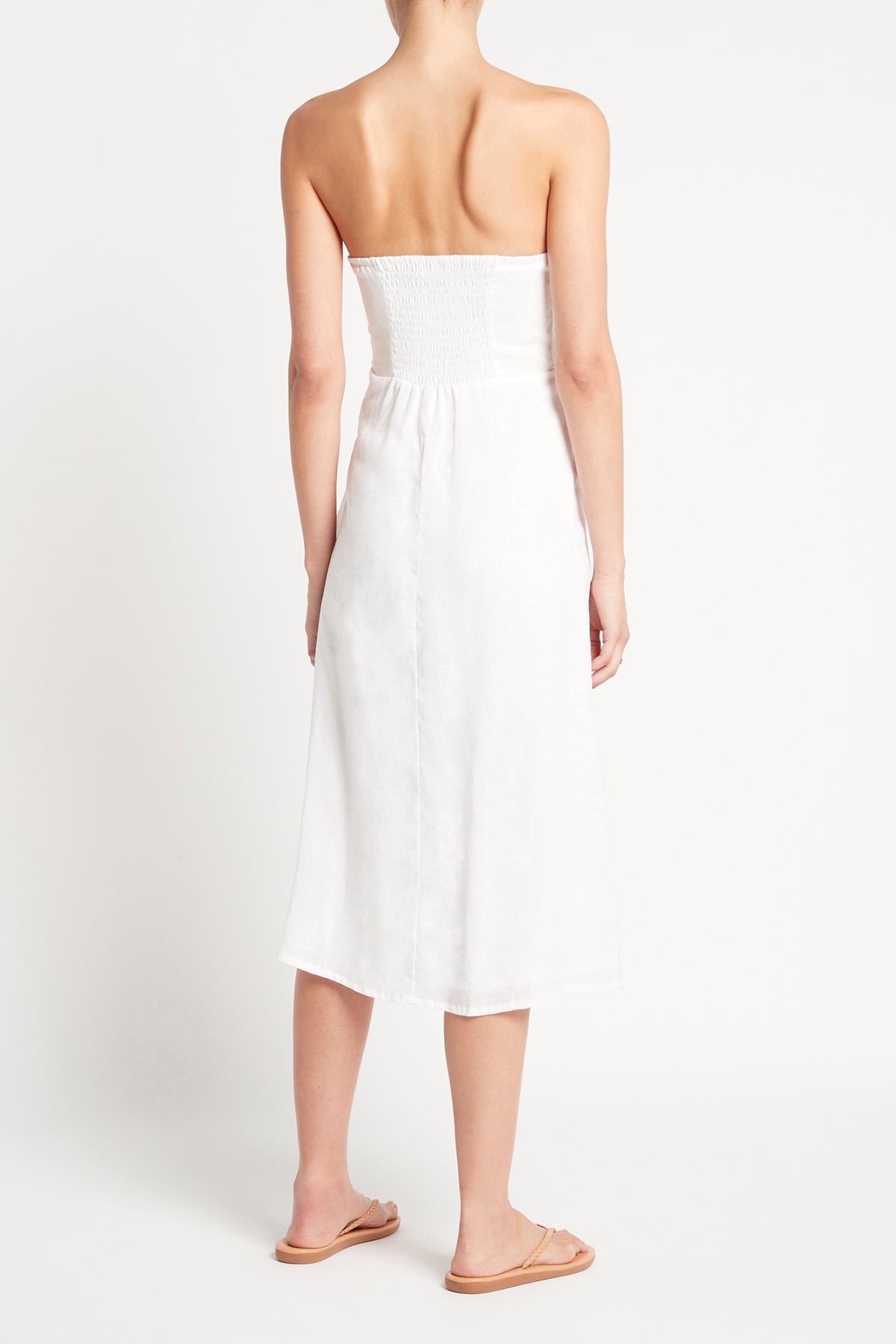 El Mar Midi Dress in White - shop-olivia.com