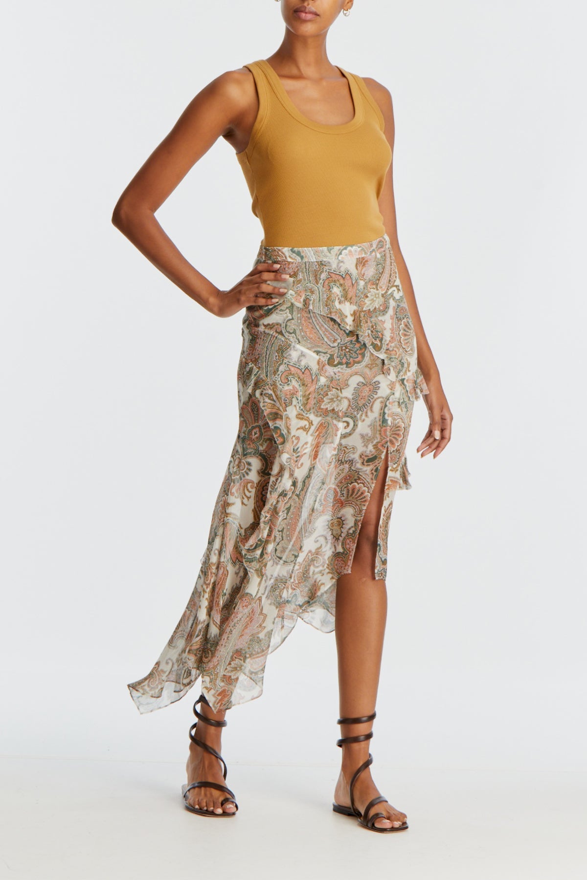 Eleonora Silk Skirt in Barely Orchid Multi - shop-olivia.com