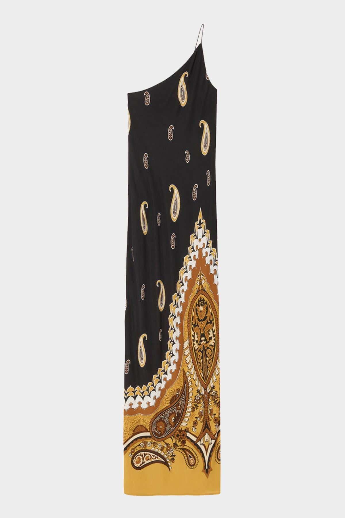 Elinor Dress in Large Black Mustard Paisley - shop-olivia.com