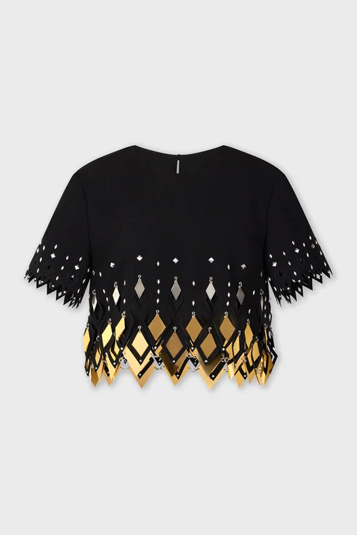 Embellished Crop Top in Black - shop-olivia.com